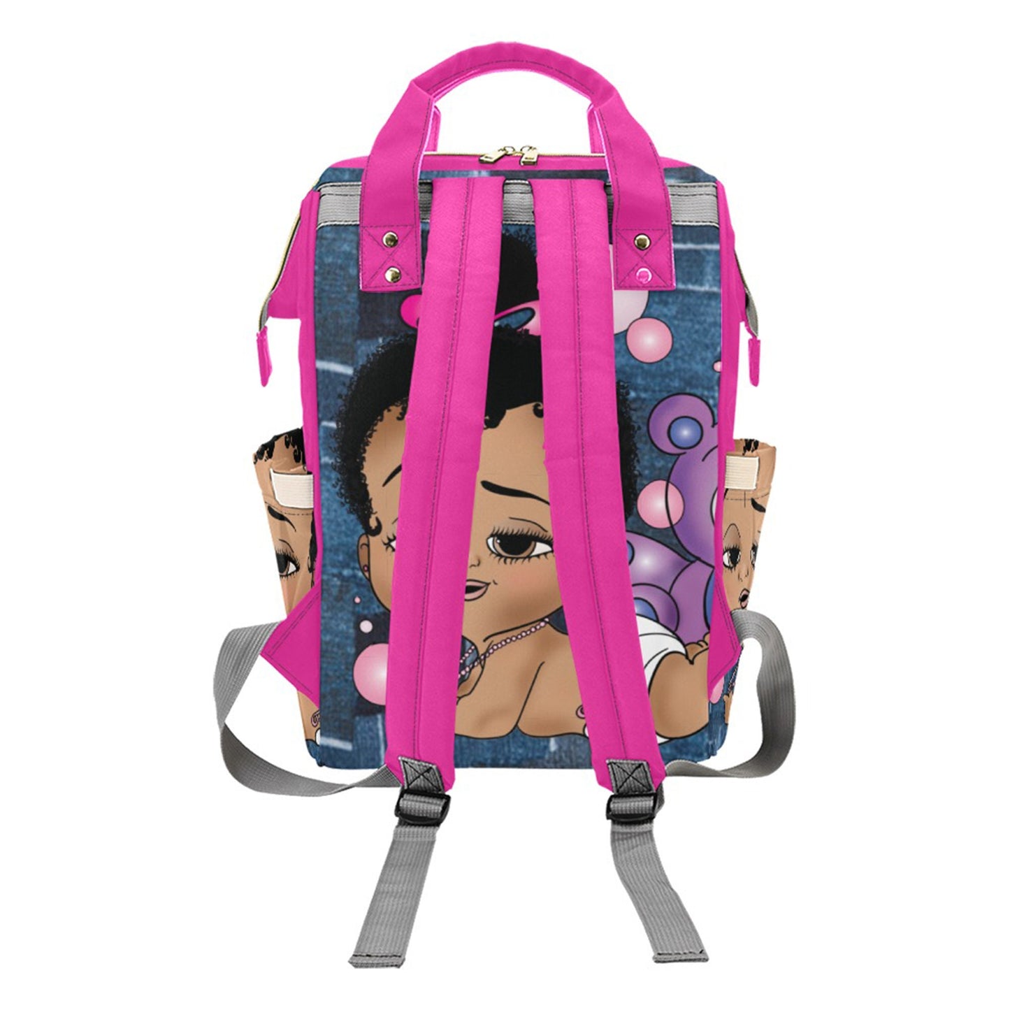 Afro Personalized Baby Bag/ Diaper Bag/ African American Baby Girl Backpack/ Clothing Bottles Bag/ Baby Shower Gift