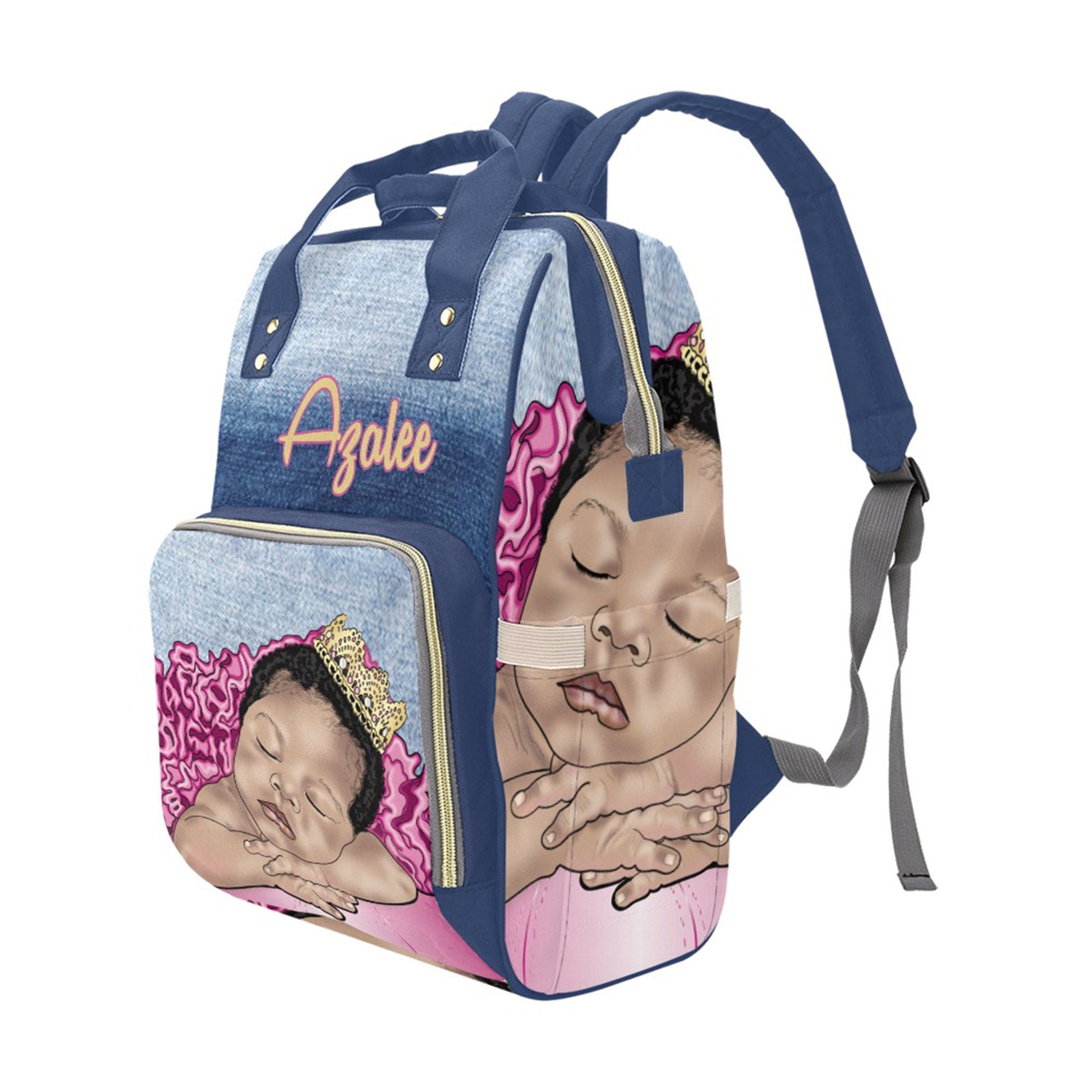 Afro Personalized Princess Baby Bag/ Diaper Bag/ African American Baby Girl Backpack/ Clothing Bottles Bag/ Baby Shower Gift