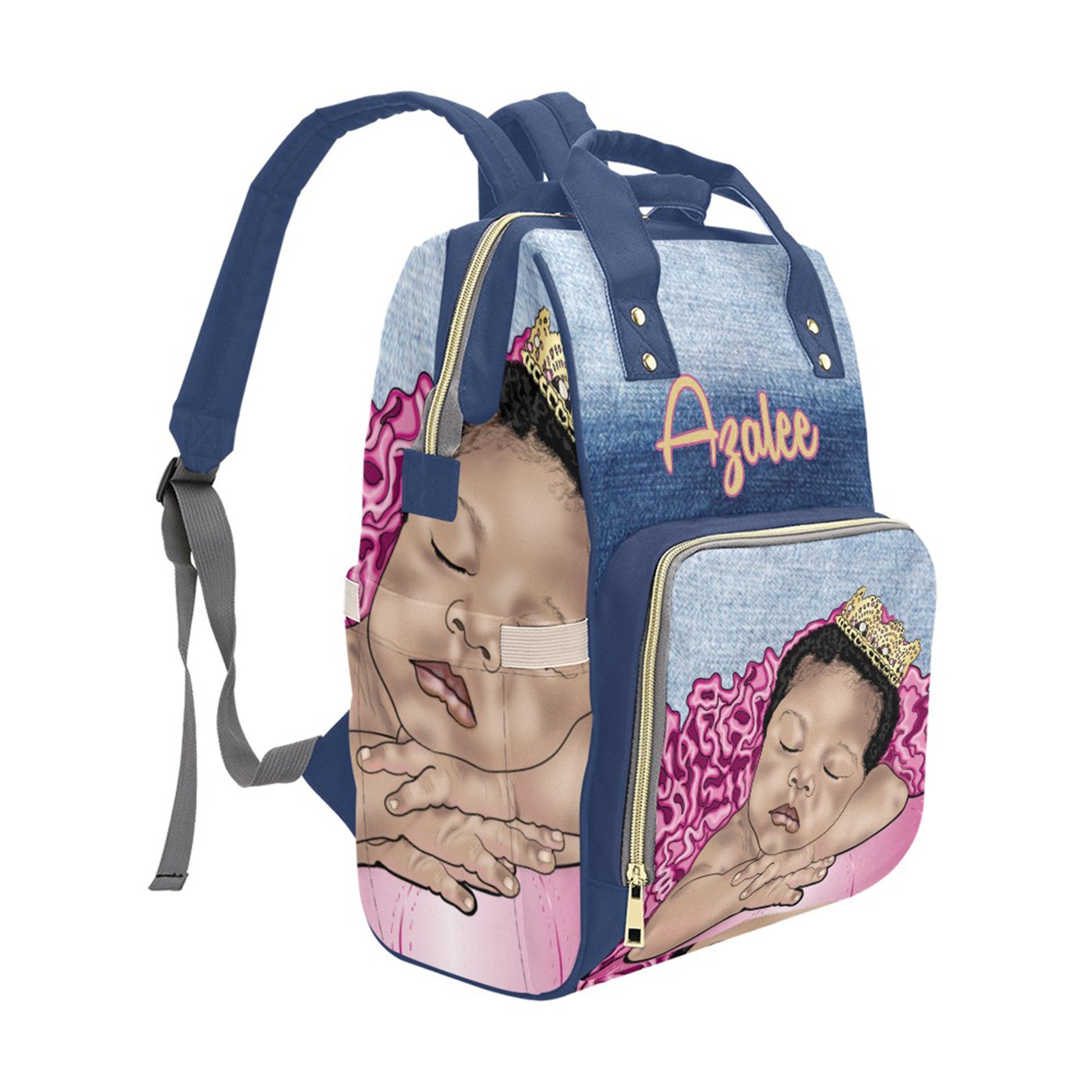 Afro Personalized Princess Baby Bag/ Diaper Bag/ African American Baby Girl Backpack/ Clothing Bottles Bag/ Baby Shower Gift
