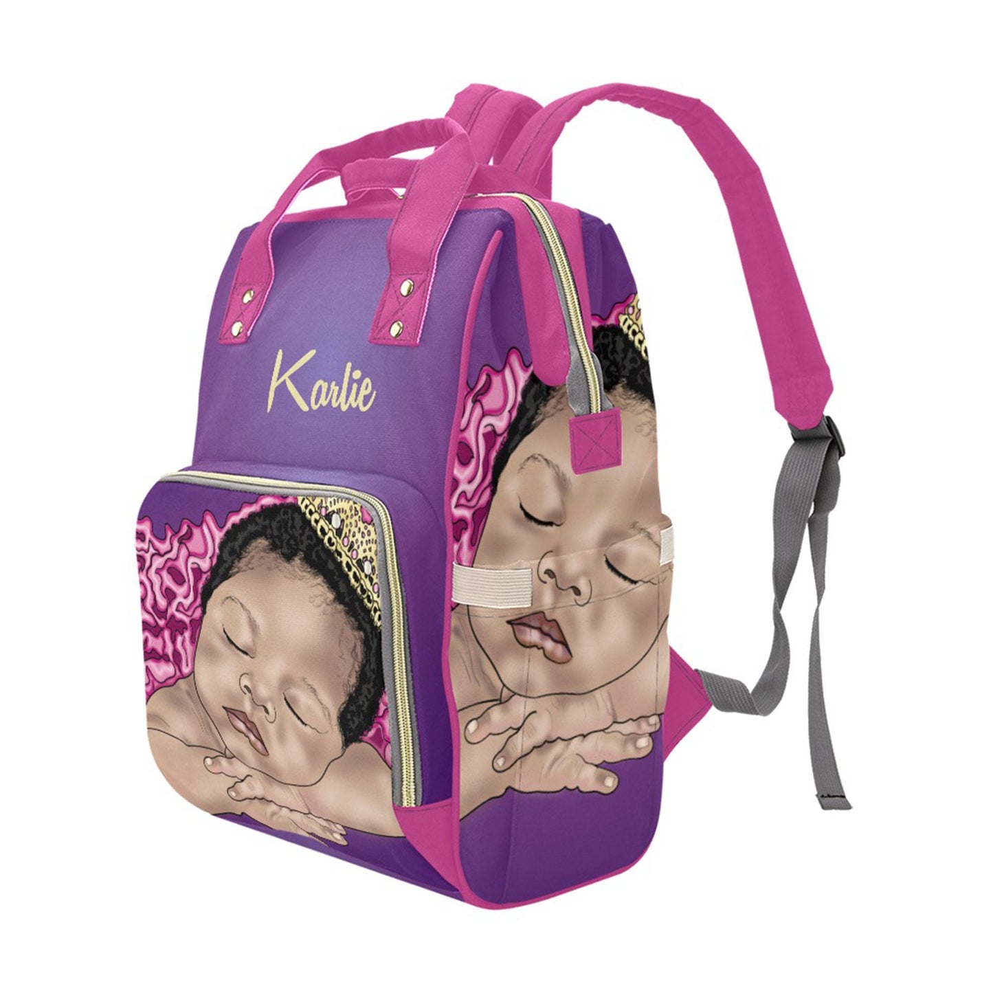 Afro Personalized Princess Baby Bag/ Diaper Bag/ African American Baby Girl Backpack/ Clothing Bottles Bag/ Baby Shower Gift
