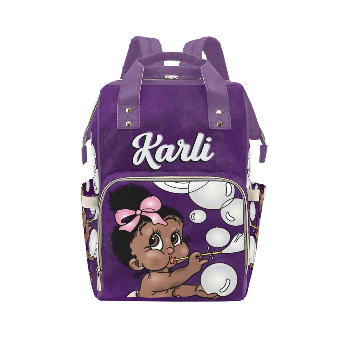 Afro Personalized Baby Bag/ Diaper Bag/ African American Baby Girl Backpack/ Clothing Bottles Bag/ Baby Shower Gift