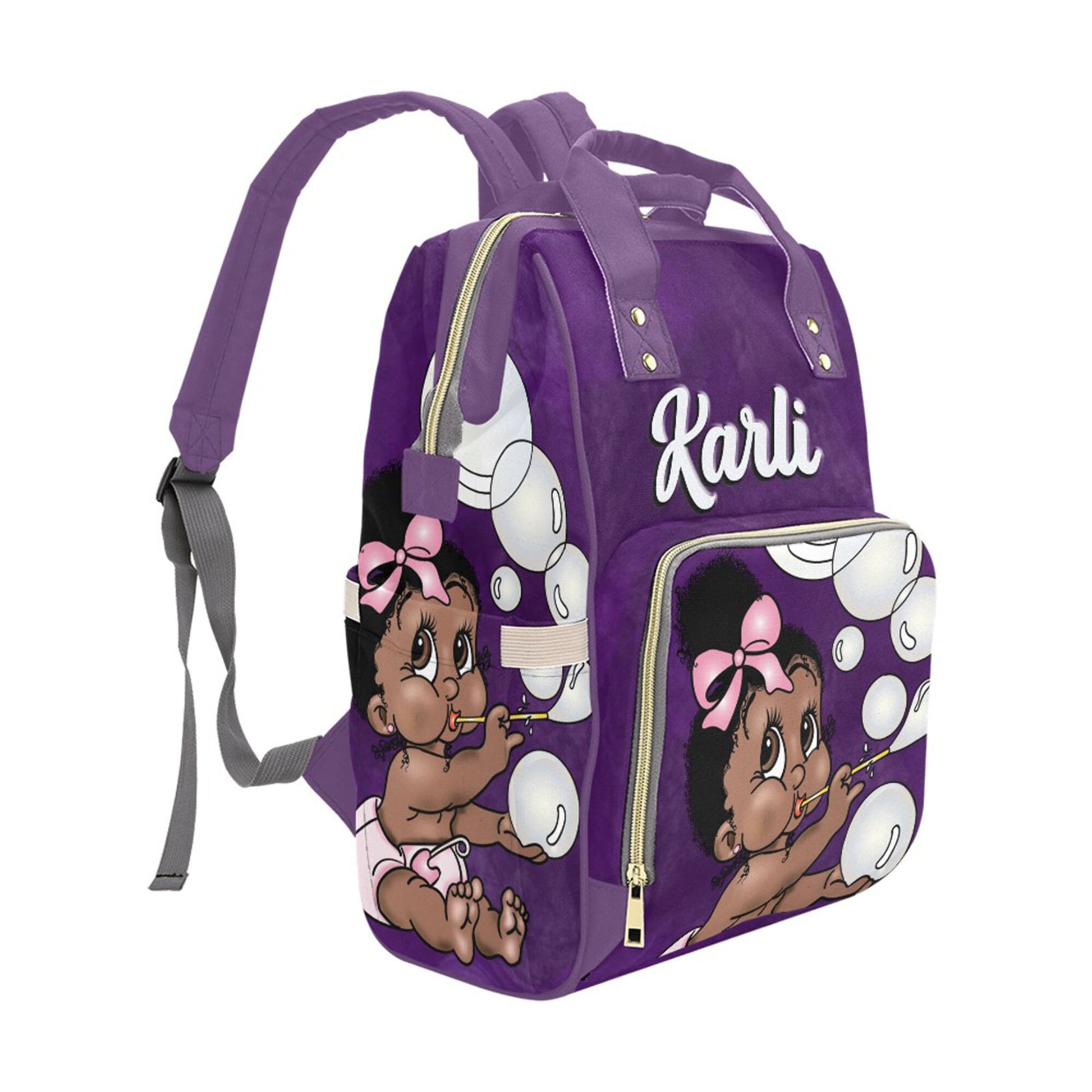 Afro Personalized Baby Bag/ Diaper Bag/ African American Baby Girl Backpack/ Clothing Bottles Bag/ Baby Shower Gift