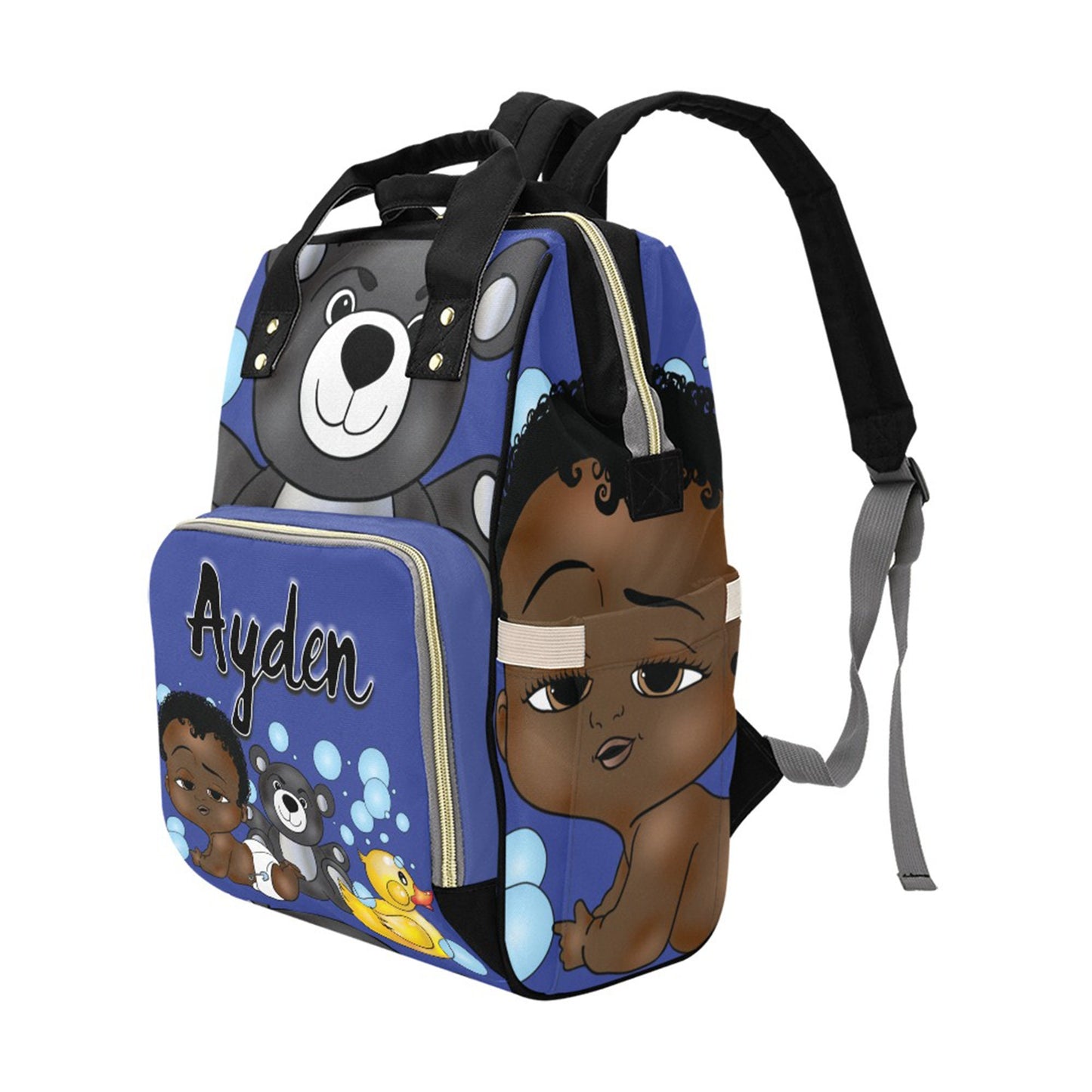 Afro Personalized Baby Bag/ Diaper Bag/ African American Baby Boy Backpack/ Clothing Bottles Bag/ Baby Shower Gift