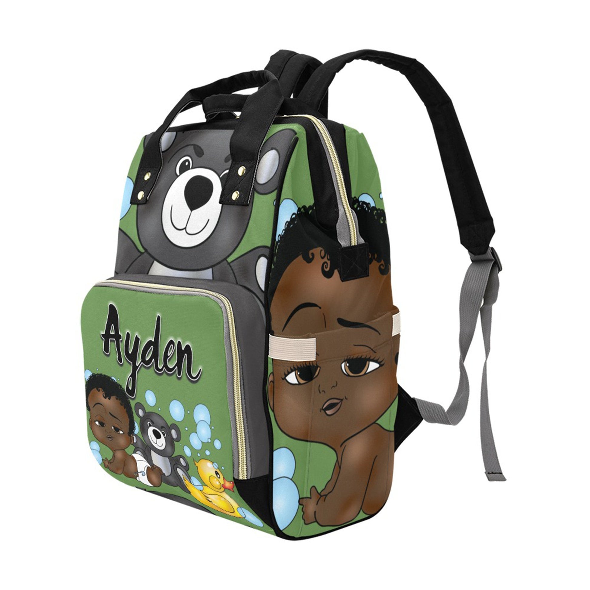 Afro Personalized Baby Bag/ Diaper Bag/ African American Baby Boy Backpack/ Clothing Bottles Bag/ Baby Shower Gift