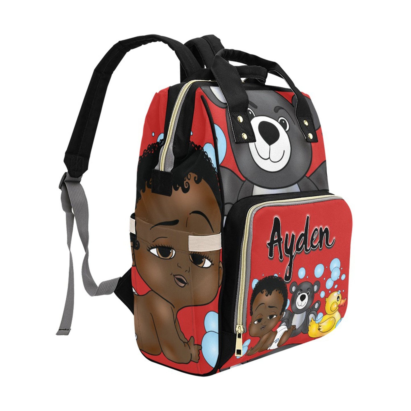 Afro Personalized Baby Bag/ Diaper Bag/ African American Baby Boy Backpack/ Clothing Bottles Bag/ Baby Shower Gift