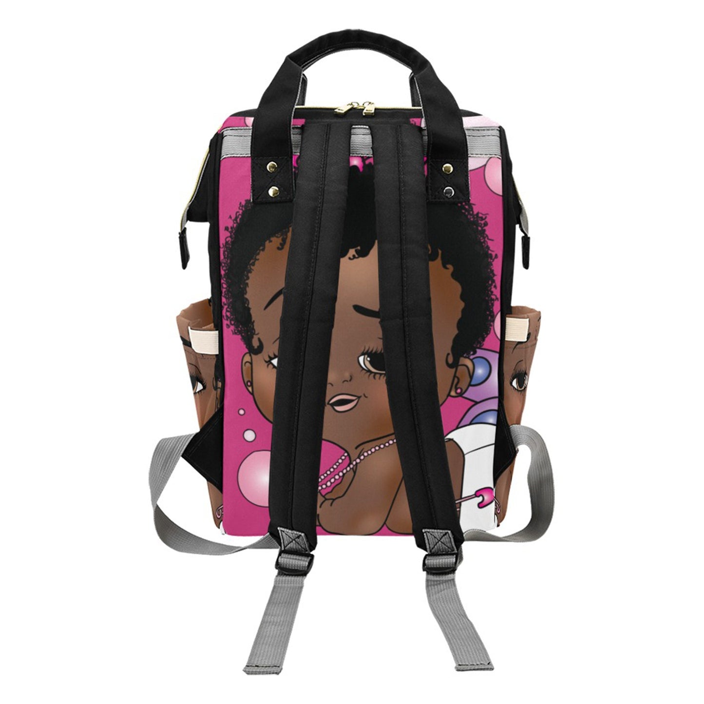 Afro Personalized Baby Bag/ Diaper Bag/ African American Baby Girl Backpack/ Clothing Bottles Bag/ Baby Shower Gift