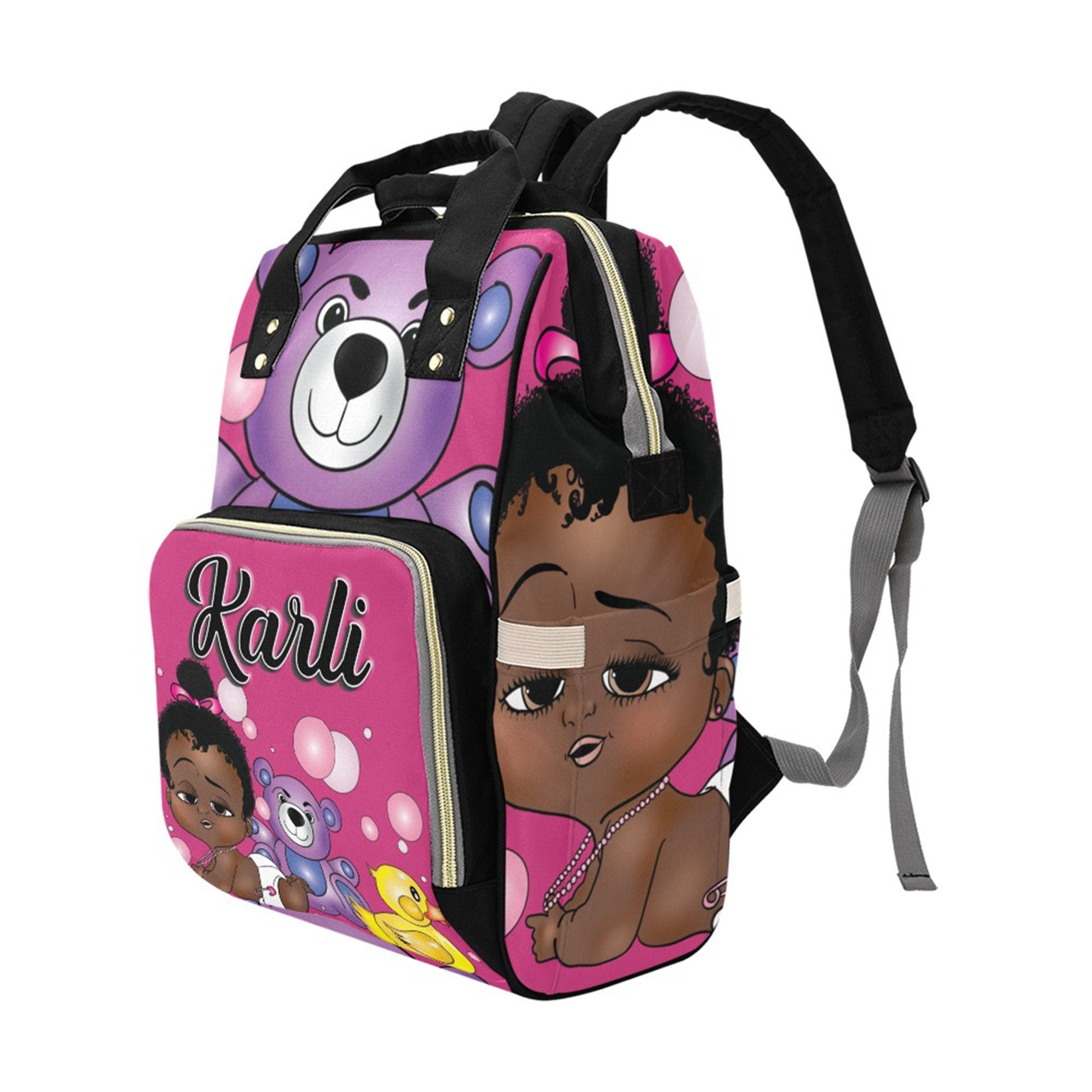 Afro Personalized Baby Bag/ Diaper Bag/ African American Baby Girl Backpack/ Clothing Bottles Bag/ Baby Shower Gift