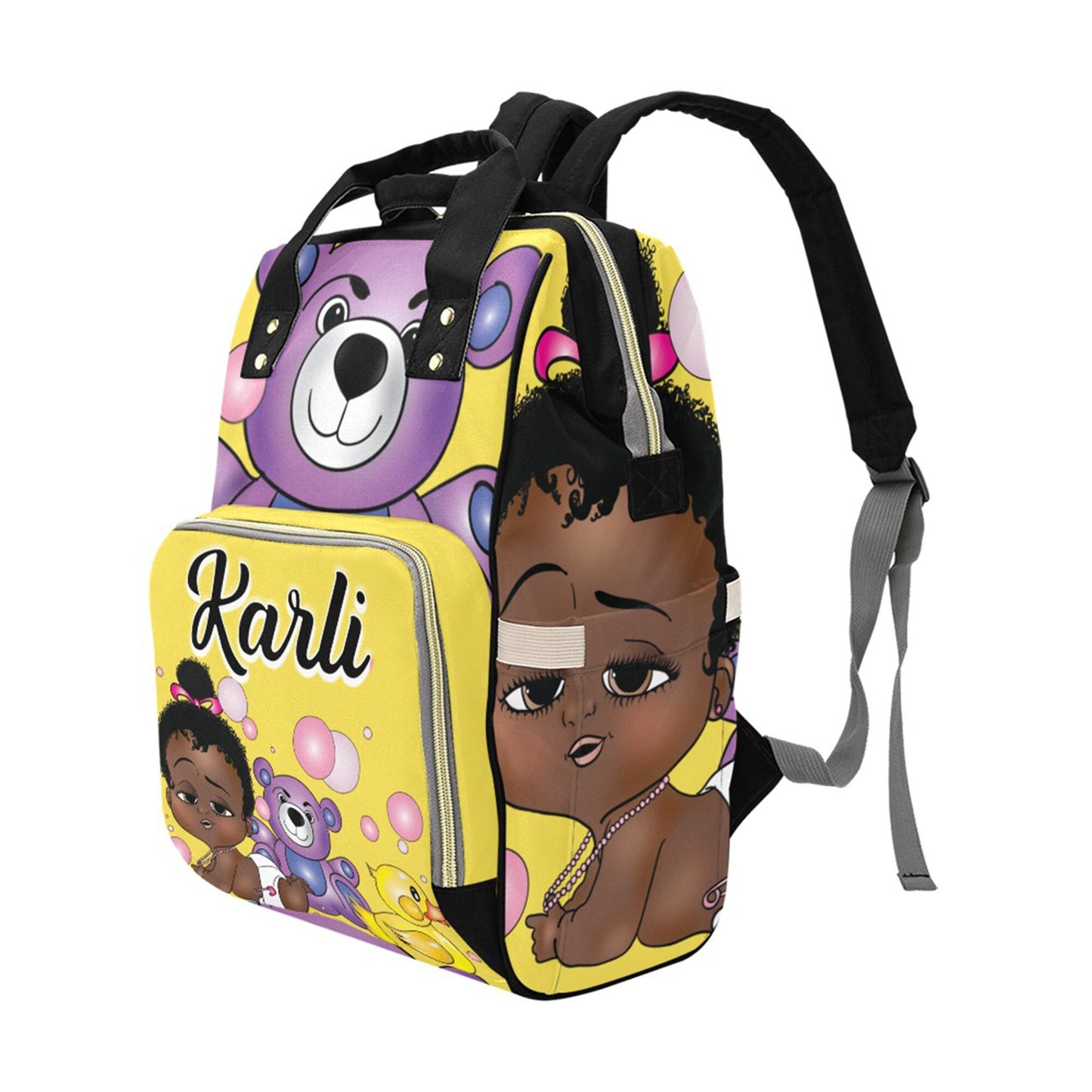 Afro Personalized Baby Bag/ Diaper Bag/ African American Baby Girl Backpack/ Clothing Bottles Bag/ Baby Shower Gift