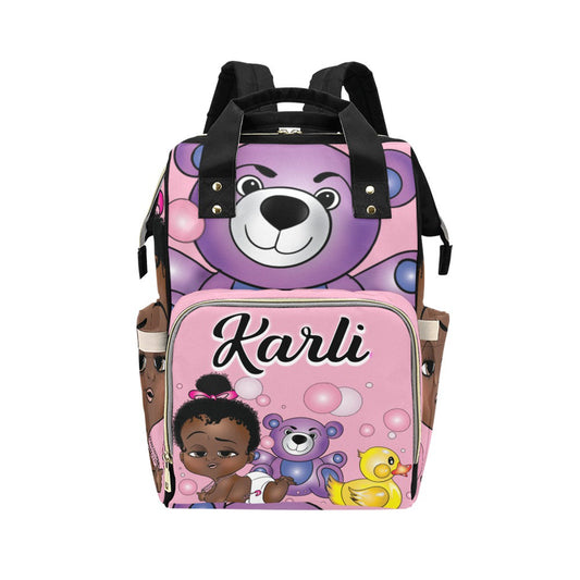 Afro Personalized Baby Bag/ Diaper Bag/ African American Baby Girl Backpack/ Clothing Bottles Bag/ Baby Shower Gift