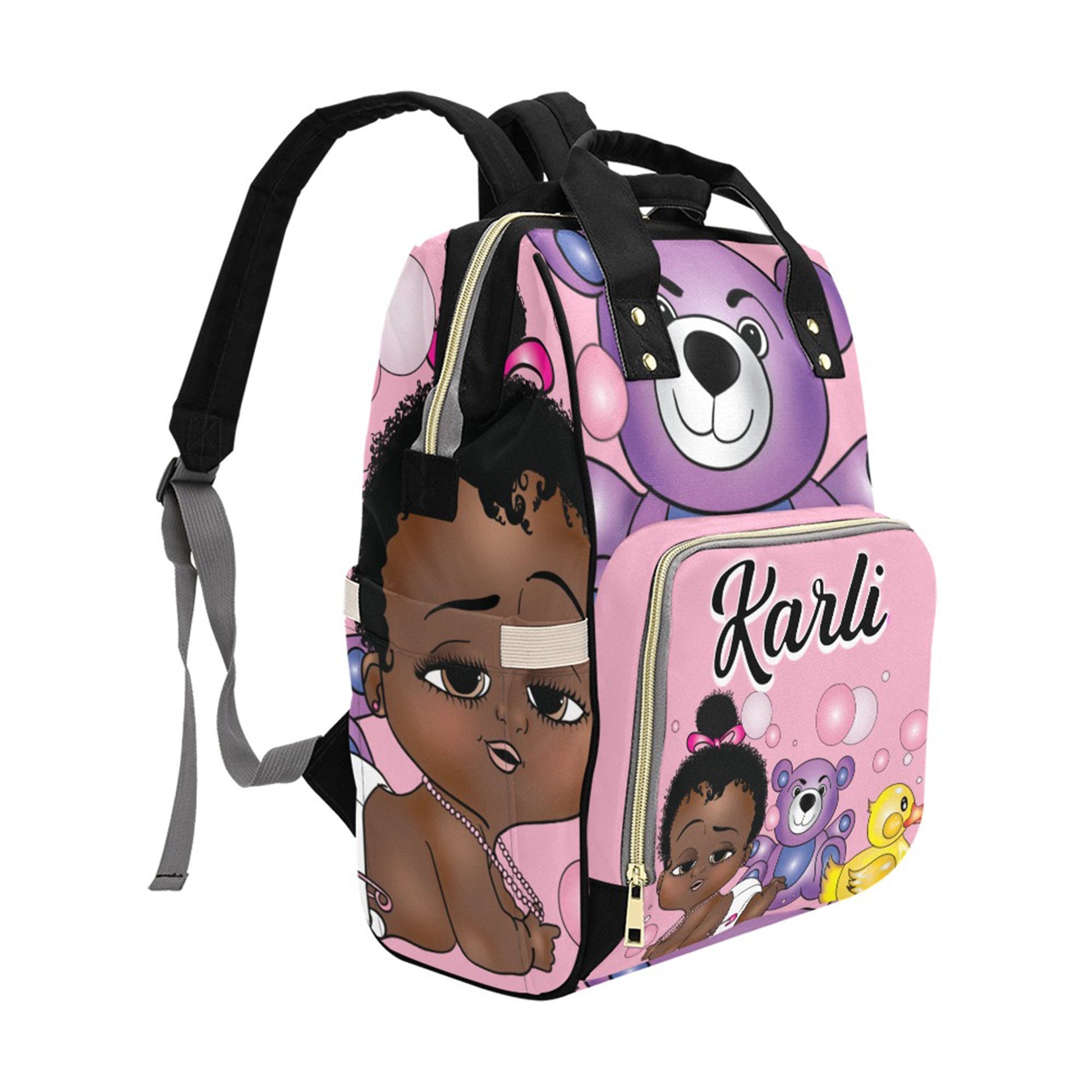 Afro Personalized Baby Bag/ Diaper Bag/ African American Baby Girl Backpack/ Clothing Bottles Bag/ Baby Shower Gift