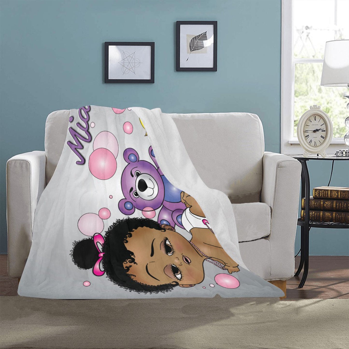 Personalized Baby Girl Blanket/ fleece Blanket/ Custom Name Blanket/ Newborn Baby Girl/ Baby Shower Gift/ African American Baby Girl