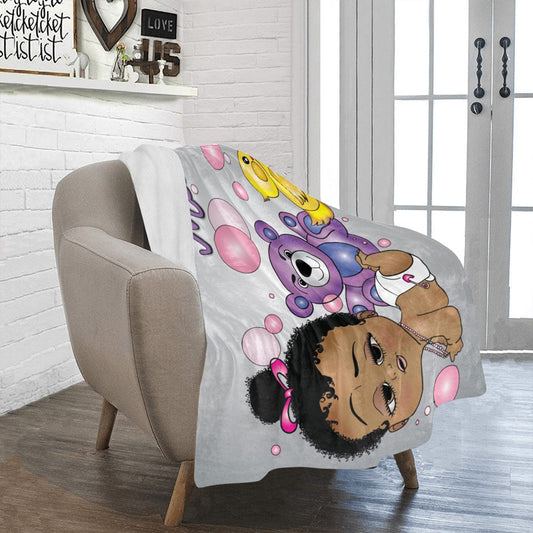 Personalized Baby Girl Blanket/ fleece Blanket/ Custom Name Blanket/ Newborn Baby Girl/ Baby Shower Gift/ African American Baby Girl