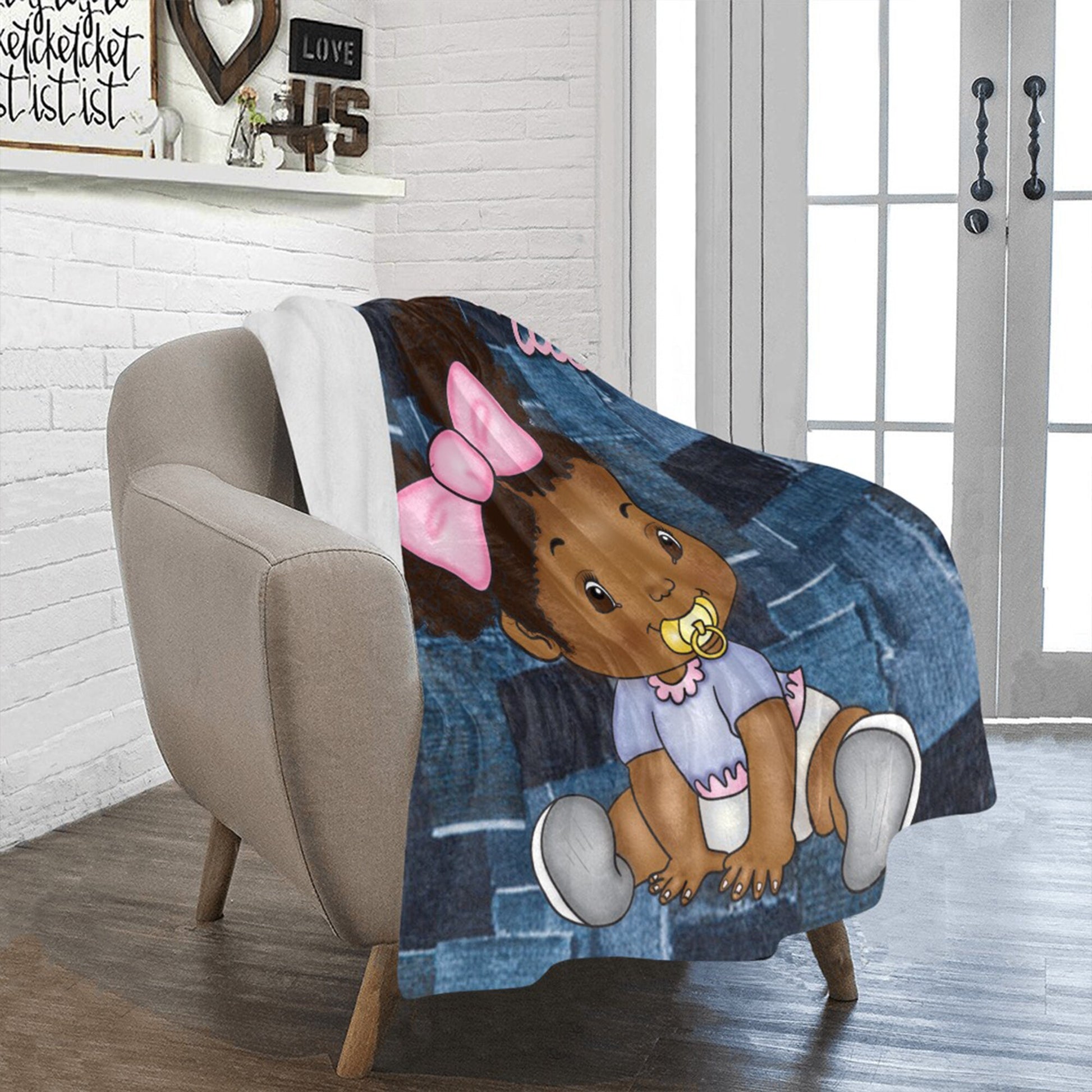 Personalized Baby Girl Blanket/ fleece Blanket/ Custom Name Blanket/ Newborn Baby Girl/ Baby Shower Gift/ African American Baby Girl