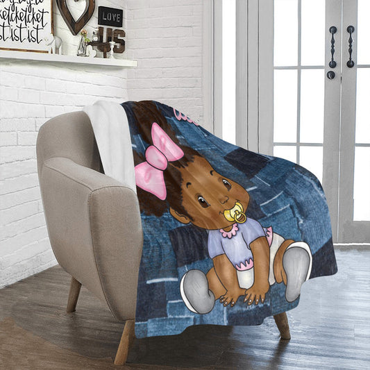 Personalized Baby Girl Blanket/ fleece Blanket/ Custom Name Blanket/ Newborn Baby Girl/ Baby Shower Gift/ African American Baby Girl