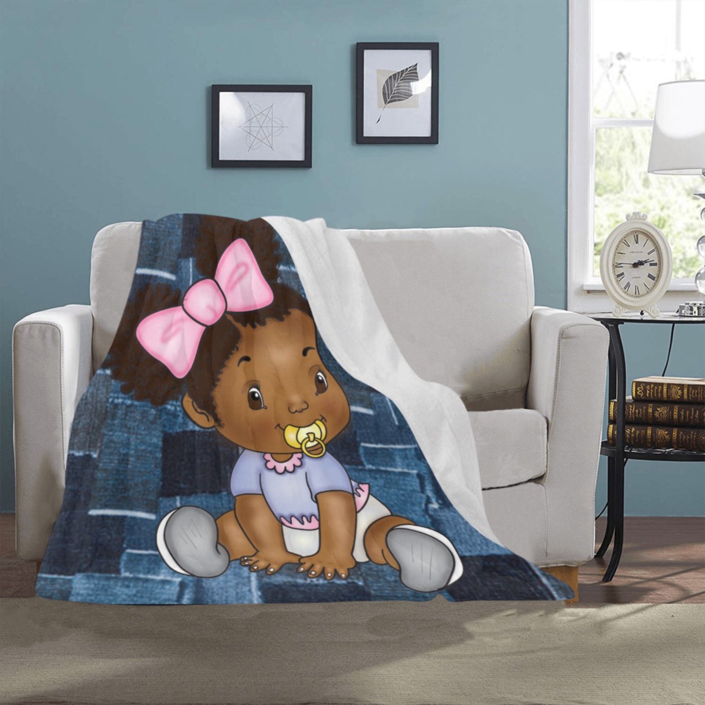 Personalized Baby Girl Blanket/ fleece Blanket/ Custom Name Blanket/ Newborn Baby Girl/ Baby Shower Gift/ African American Baby Girl