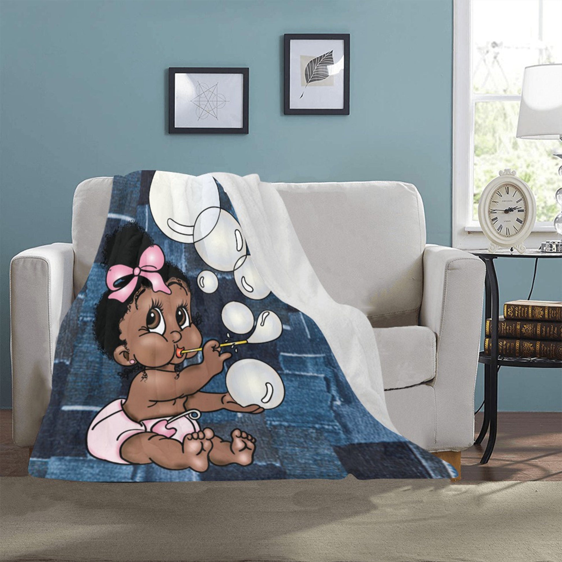 Personalized Baby Girl Blanket/ fleece Blanket/ Custom Name Blanket/ Newborn Baby Girl/ Baby Shower Gift/ African American Baby Girl