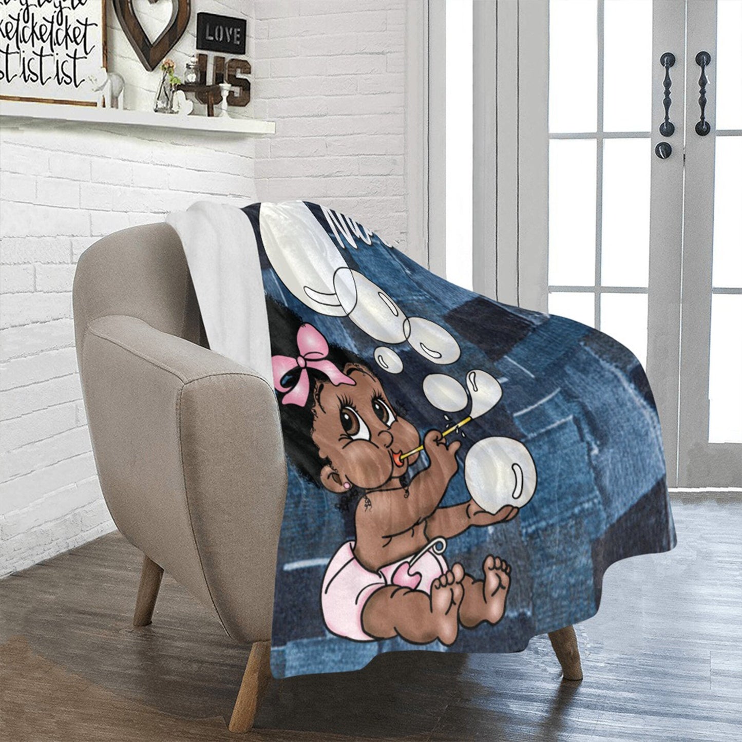 Personalized Baby Girl Blanket/ fleece Blanket/ Custom Name Blanket/ Newborn Baby Girl/ Baby Shower Gift/ African American Baby Girl