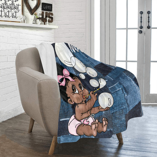 Personalized Baby Girl Blanket/ fleece Blanket/ Custom Name Blanket/ Newborn Baby Girl/ Baby Shower Gift/ African American Baby Girl