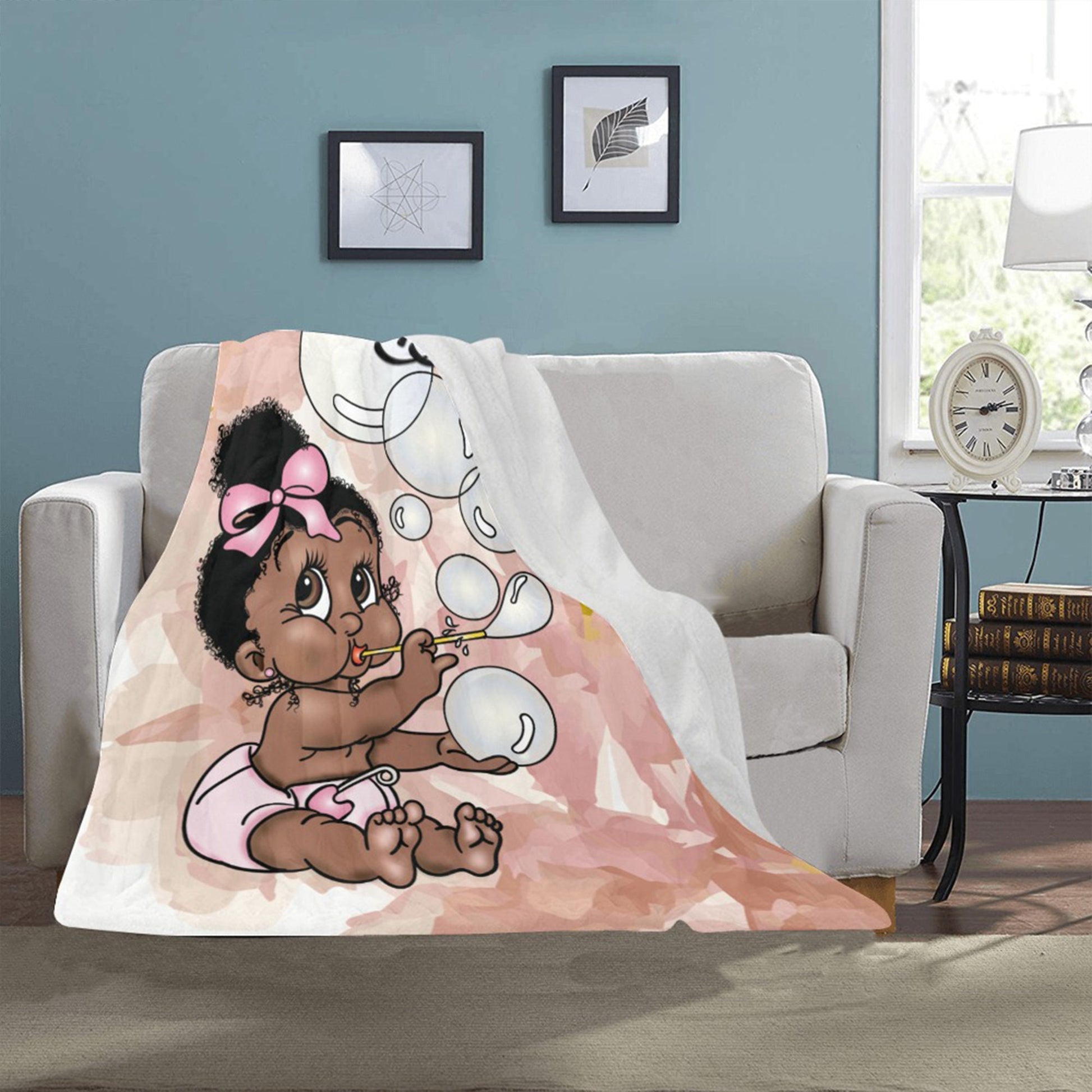 Personalized Baby Girl Blanket/ fleece Blanket/ Custom Name Blanket/ Newborn Baby Girl/ Baby Shower Gift/ African American Baby Girl