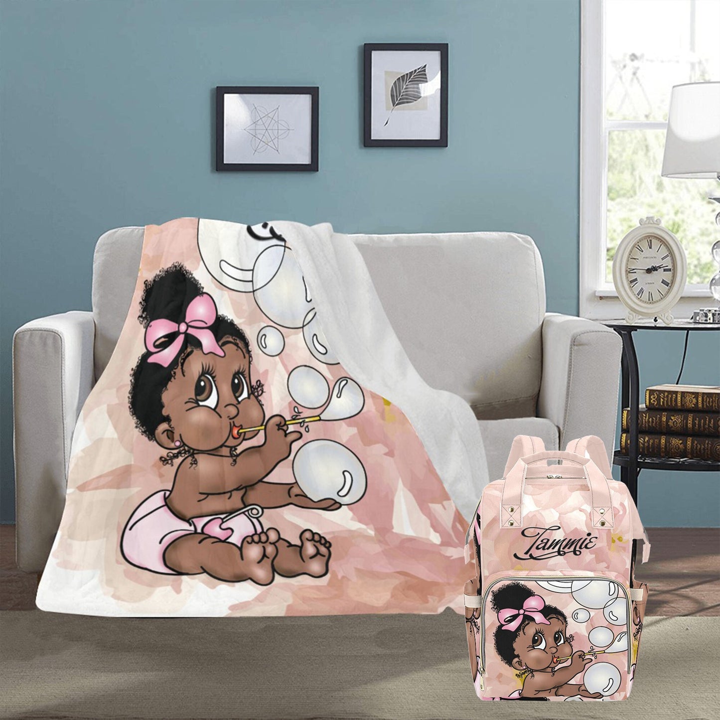 Personalized Baby Girl Blanket/ fleece Blanket/ Custom Name Blanket/ Newborn Baby Girl/ Baby Shower Gift/ African American Baby Girl