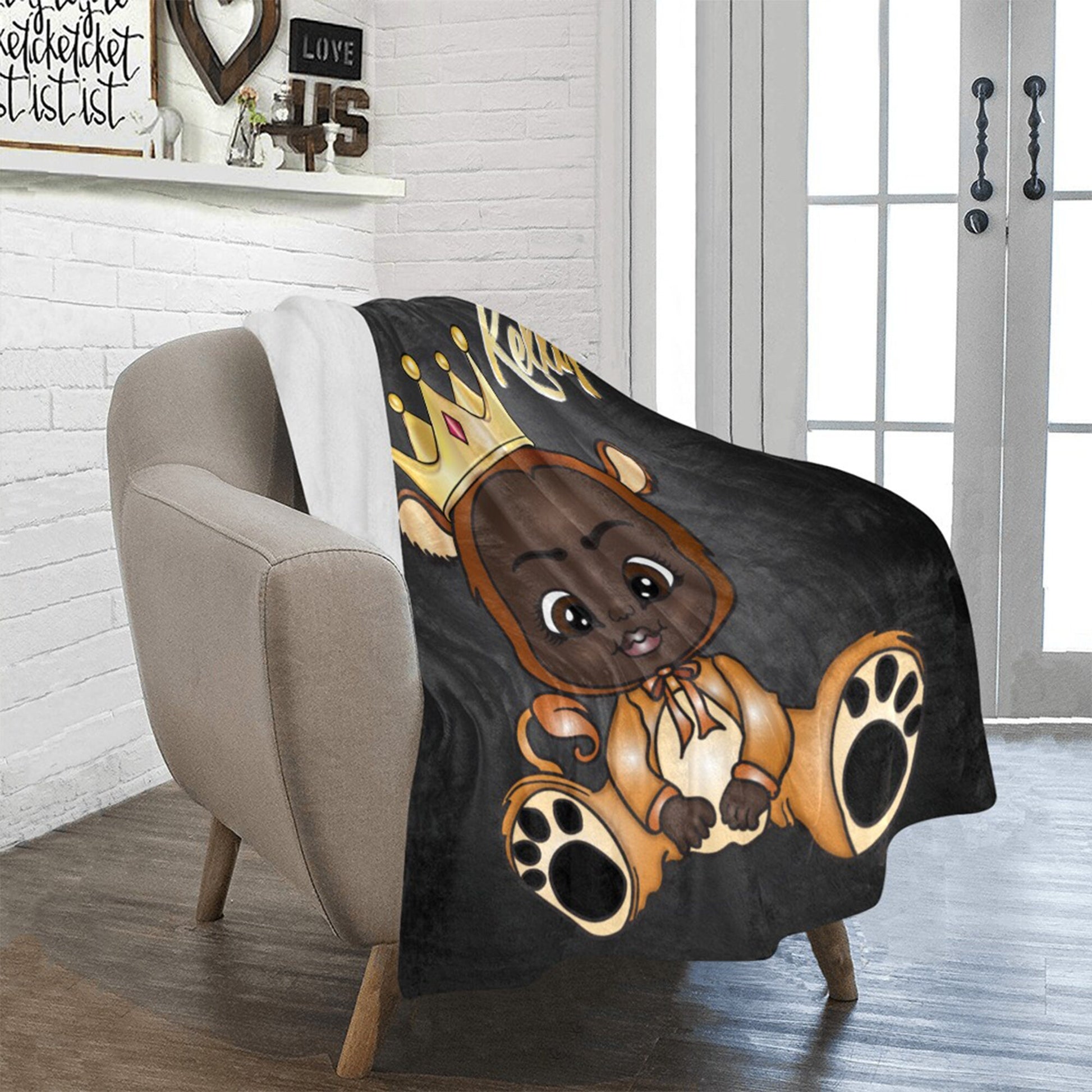 Personalized Baby Unisex Blanket/ King/ Princess Custom Name Blanket/ Newborn Baby Girl/ Baby Shower Gift/ African American Baby Boy