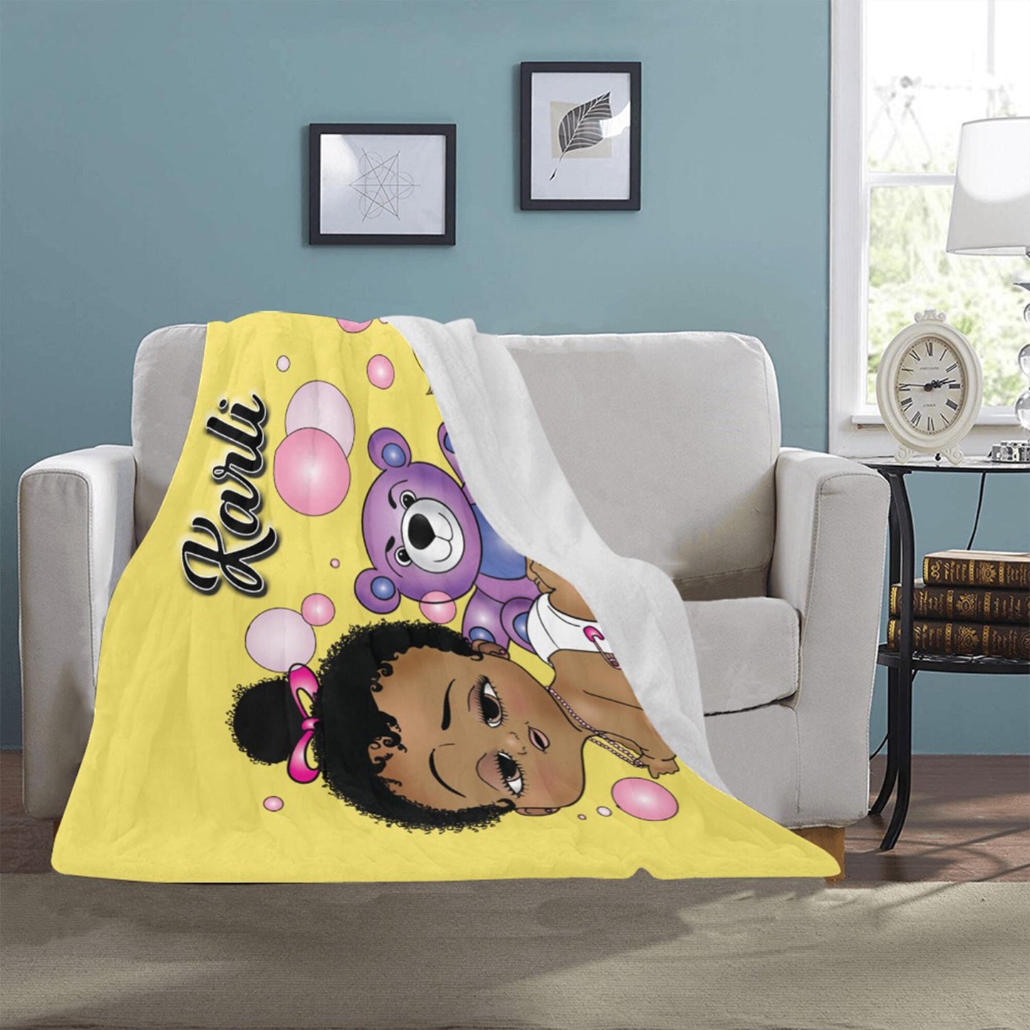 Personalized Baby Girl Blanket/ fleece Blanket/ Custom Name Blanket/ Newborn Baby Girl/ Baby Shower Gift/ African American Baby Girl