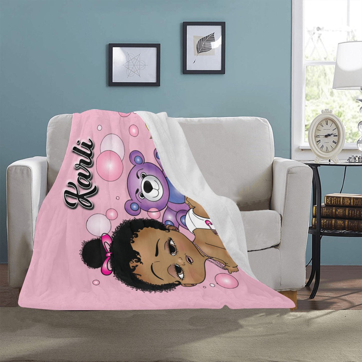 Personalized Baby Girl Blanket/ fleece Blanket/ Custom Name Blanket/ Newborn Baby Girl/ Baby Shower Gift/ African American Baby Girl
