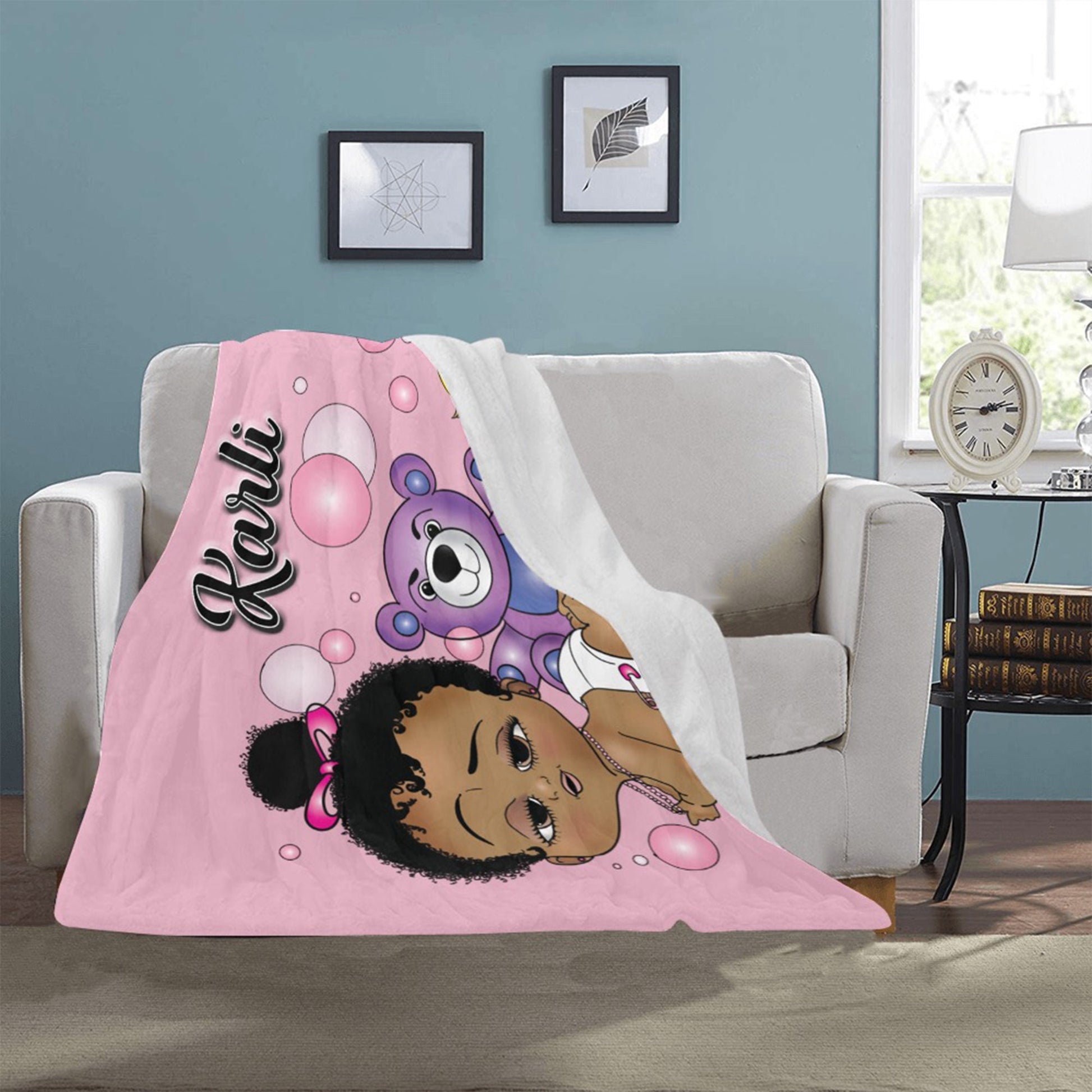 Personalized Baby Girl Blanket/ fleece Blanket/ Custom Name Blanket/ Newborn Baby Girl/ Baby Shower Gift/ African American Baby Girl
