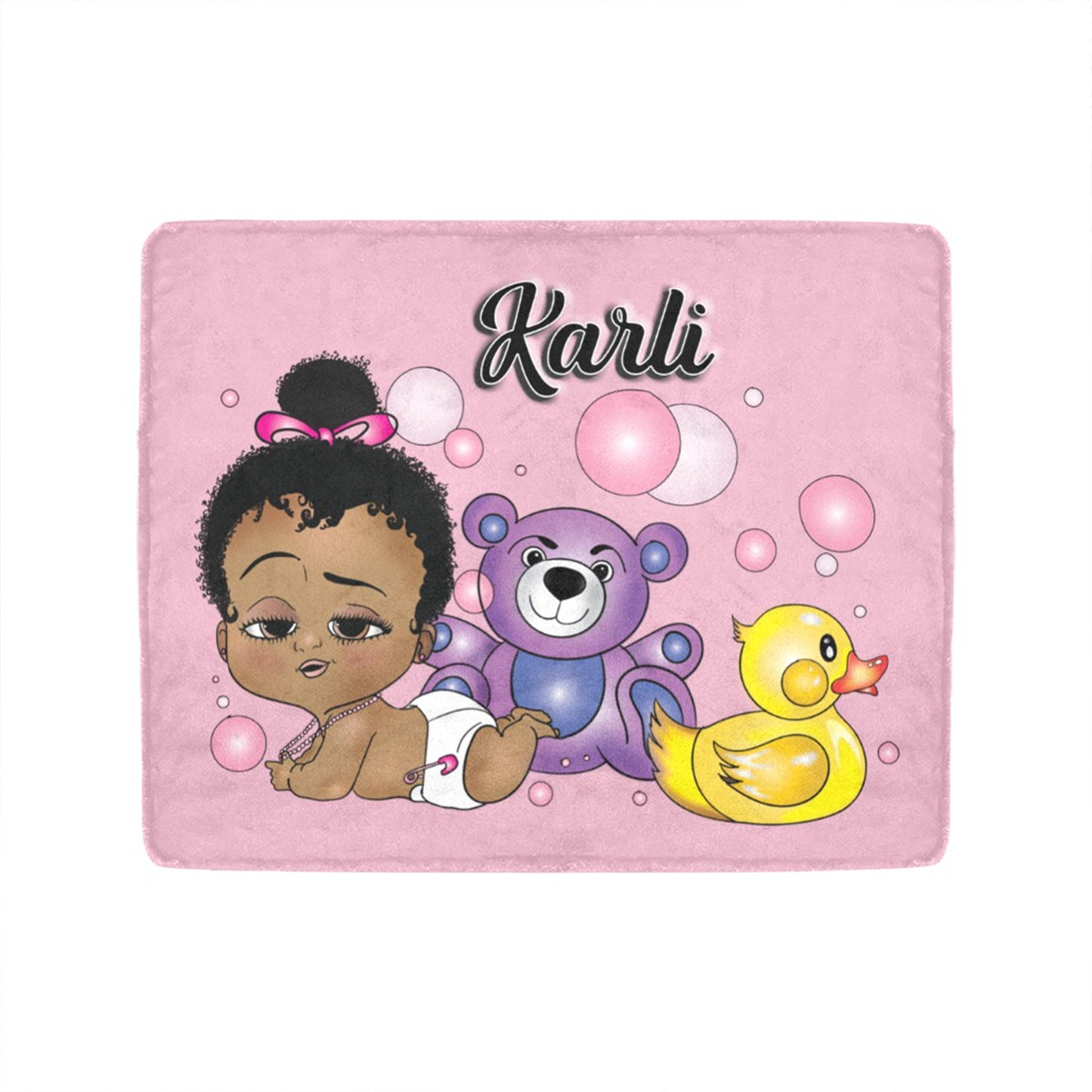 Personalized Baby Girl Blanket/ fleece Blanket/ Custom Name Blanket/ Newborn Baby Girl/ Baby Shower Gift/ African American Baby Girl