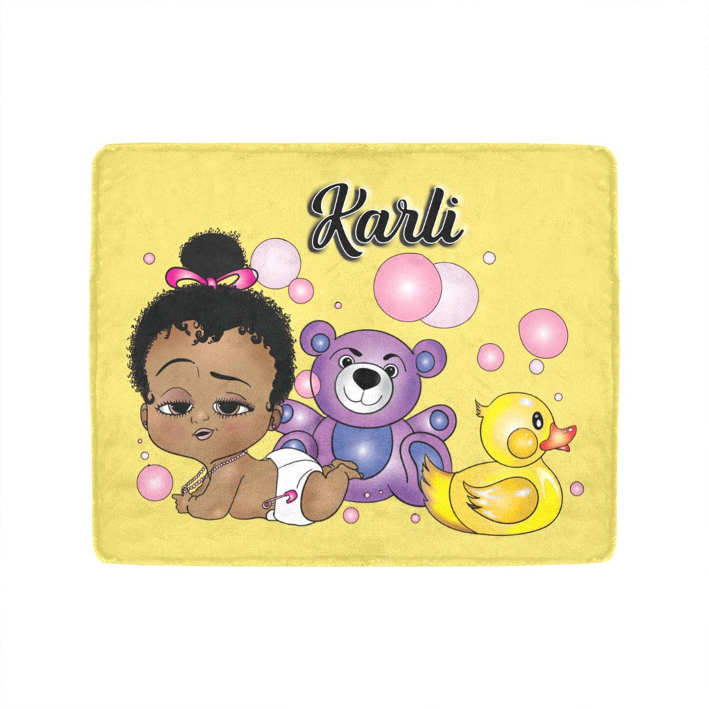 Personalized Baby Girl Blanket/ fleece Blanket/ Custom Name Blanket/ Newborn Baby Girl/ Baby Shower Gift/ African American Baby Girl