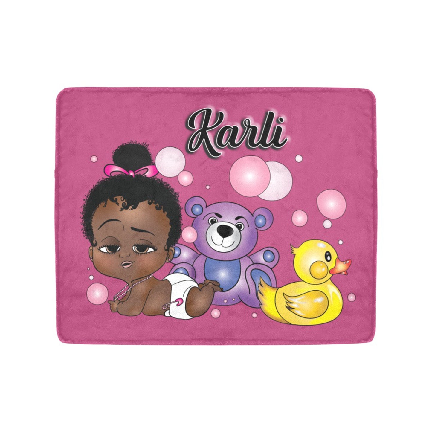 Personalized Baby Girl Blanket/ fleece Blanket/ Custom Name Blanket/ Newborn Baby Girl/ Baby Shower Gift/ African American Baby Girl
