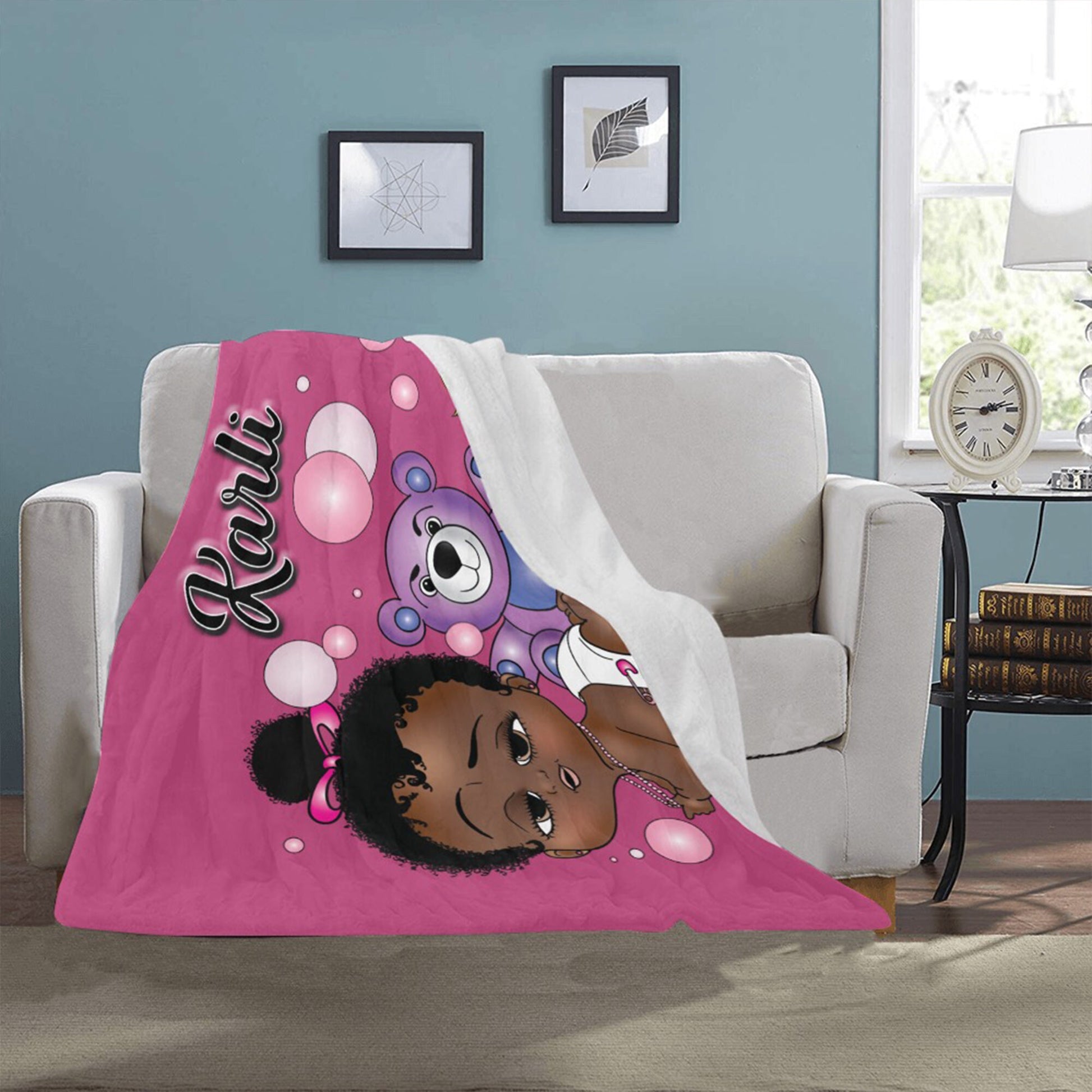 Personalized Baby Girl Blanket/ fleece Blanket/ Custom Name Blanket/ Newborn Baby Girl/ Baby Shower Gift/ African American Baby Girl