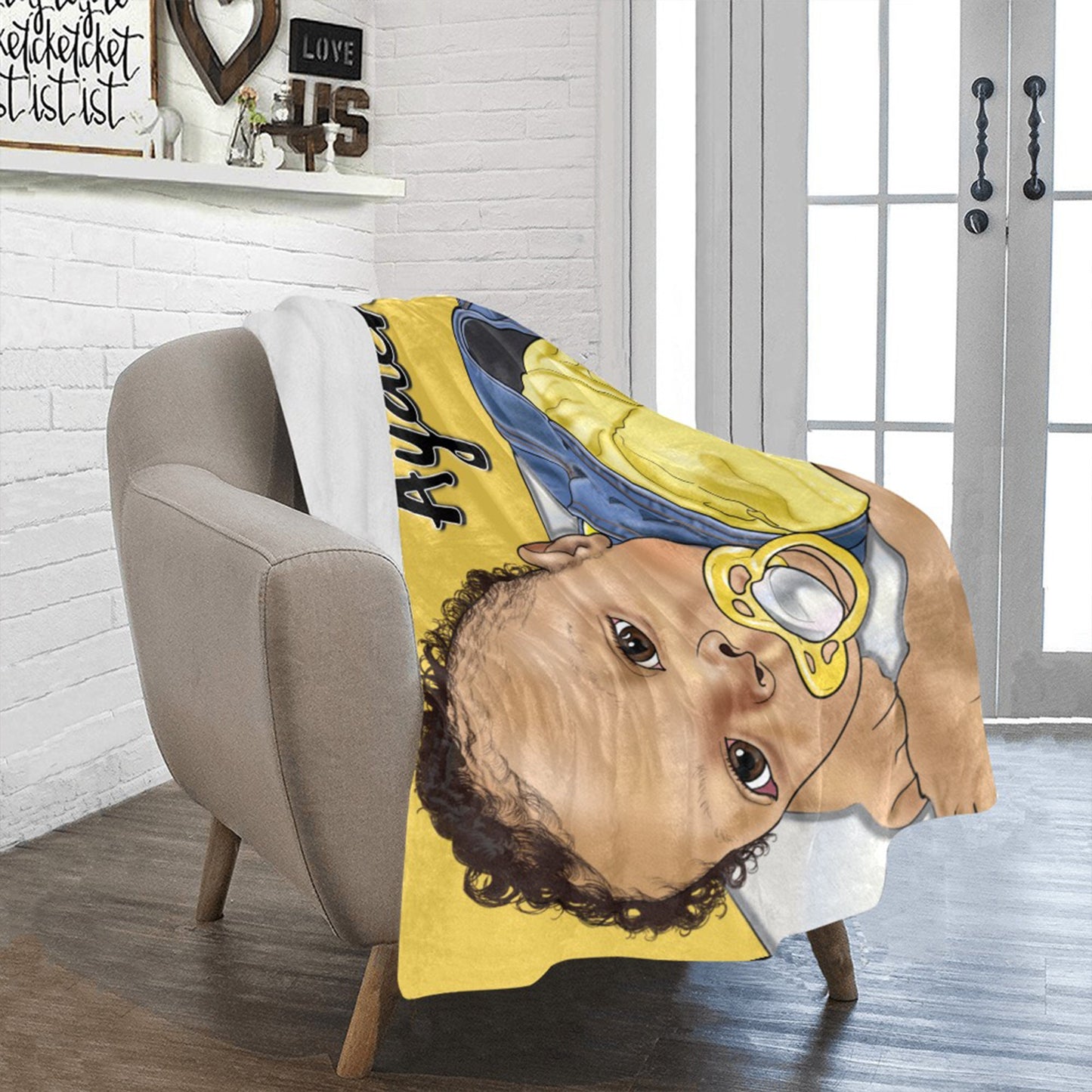 Personalized Baby Unisex Blanket/ fleece Blanket/ Custom Name Blanket/ Newborn Baby Girl/ Baby Shower Gift/ African American Baby Girl