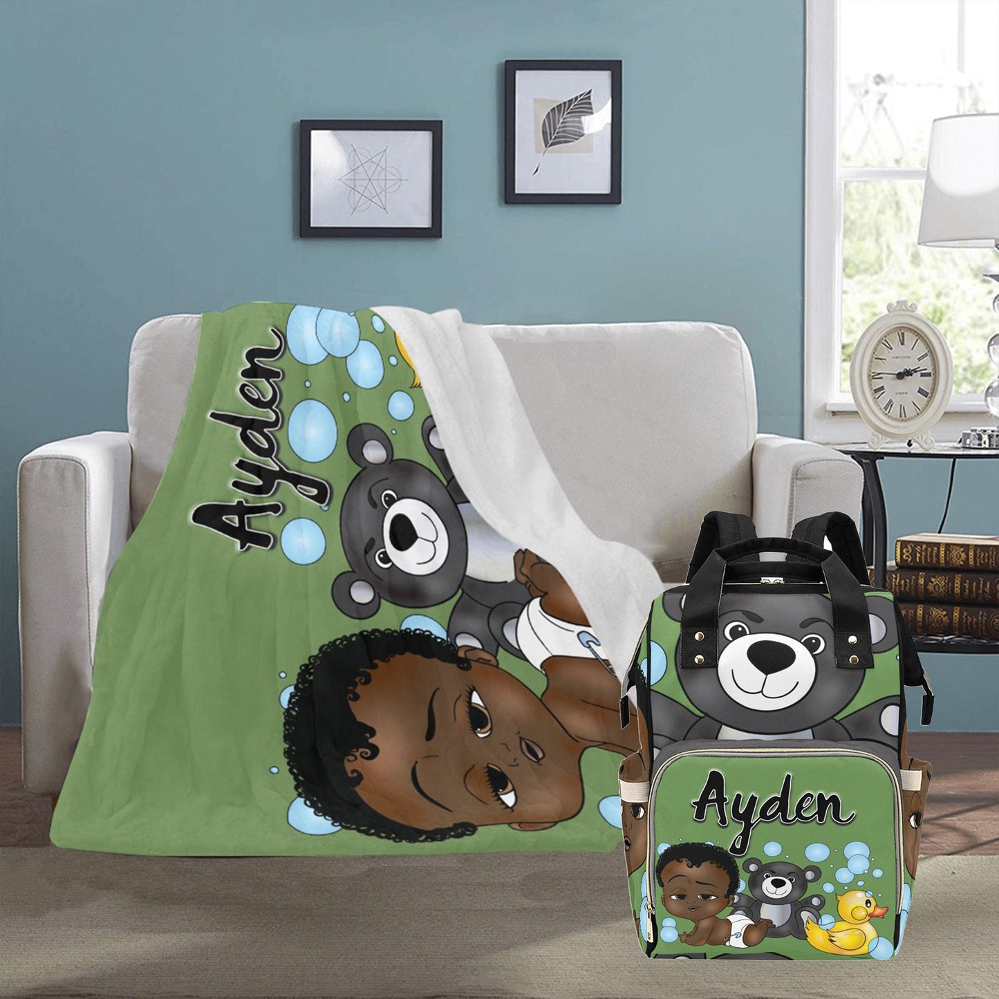 Personalized Baby Boy Blanket/ fleece Blanket/ Custom Name Blanket/ Newborn Baby Boy/ Baby Shower Gift/ African American Baby Boy