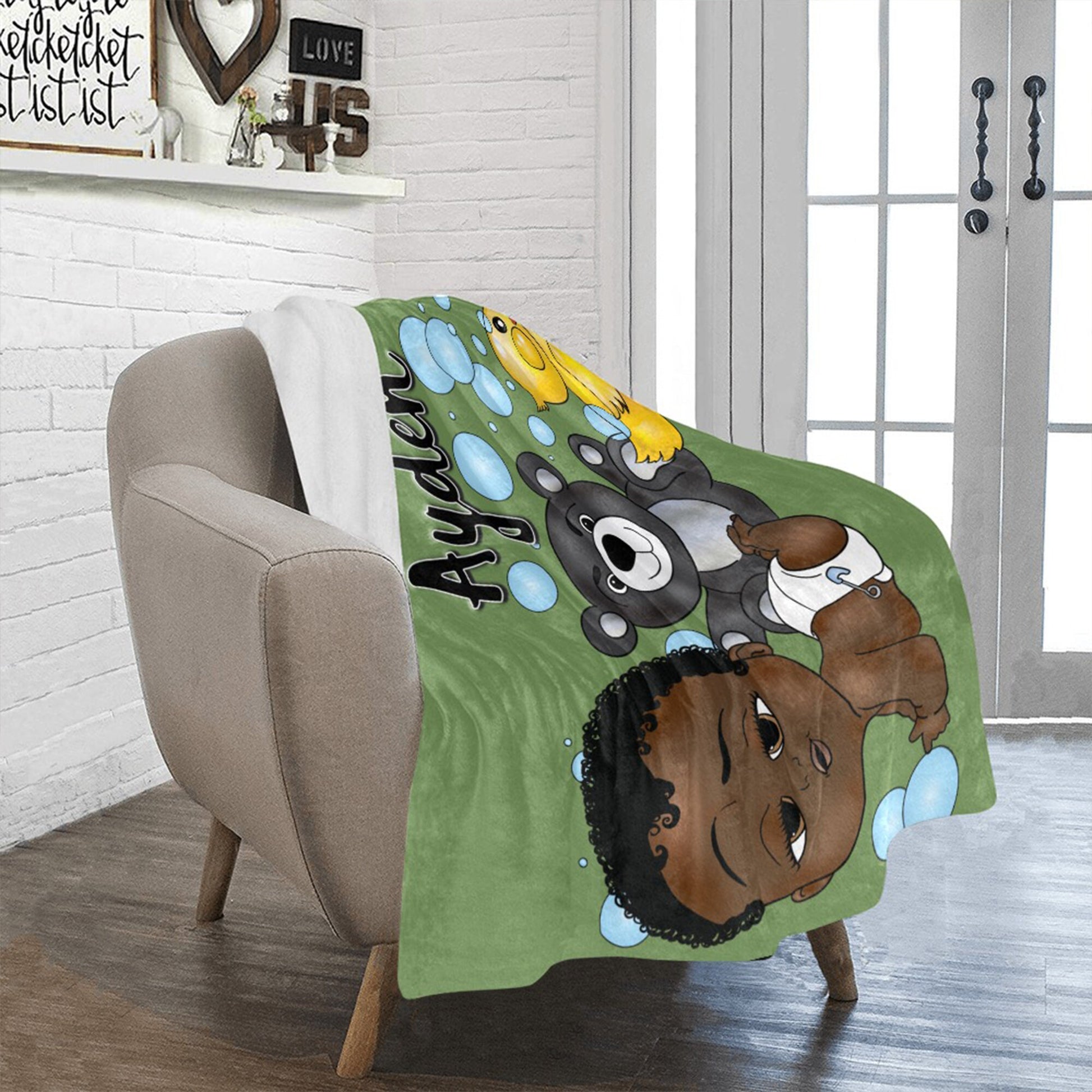 Personalized Baby Boy Blanket/ fleece Blanket/ Custom Name Blanket/ Newborn Baby Boy/ Baby Shower Gift/ African American Baby Boy
