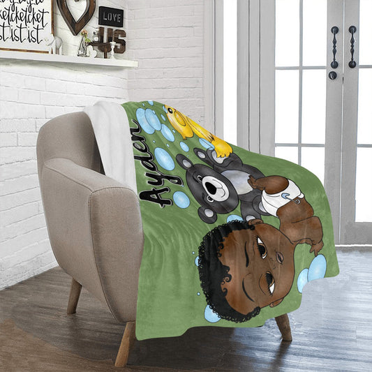 Personalized Baby Boy Blanket/ fleece Blanket/ Custom Name Blanket/ Newborn Baby Boy/ Baby Shower Gift/ African American Baby Boy
