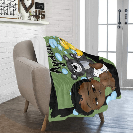 Personalized Baby Boyl Blanket/ fleece Blanket/ Custom Name Blanket/ Newborn Baby Boy/ Baby Shower Gift/ African American Baby Boy