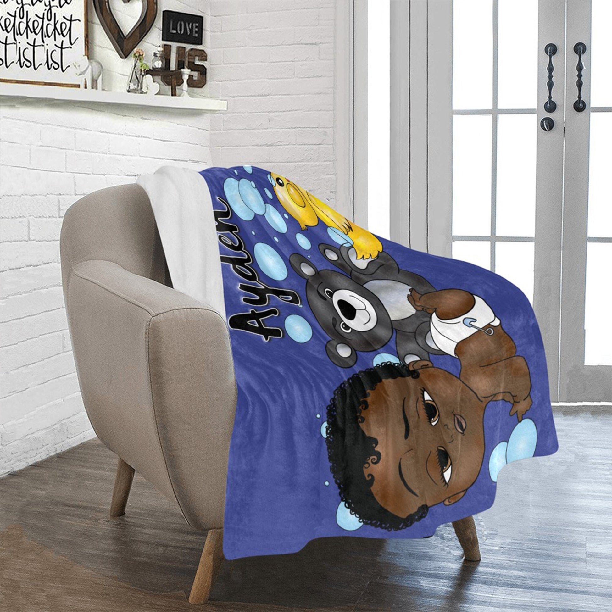 Personalized Baby Boyl Blanket/ fleece Blanket/ Custom Name Blanket/ Newborn Baby Boy/ Baby Shower Gift/ African American Baby Boy