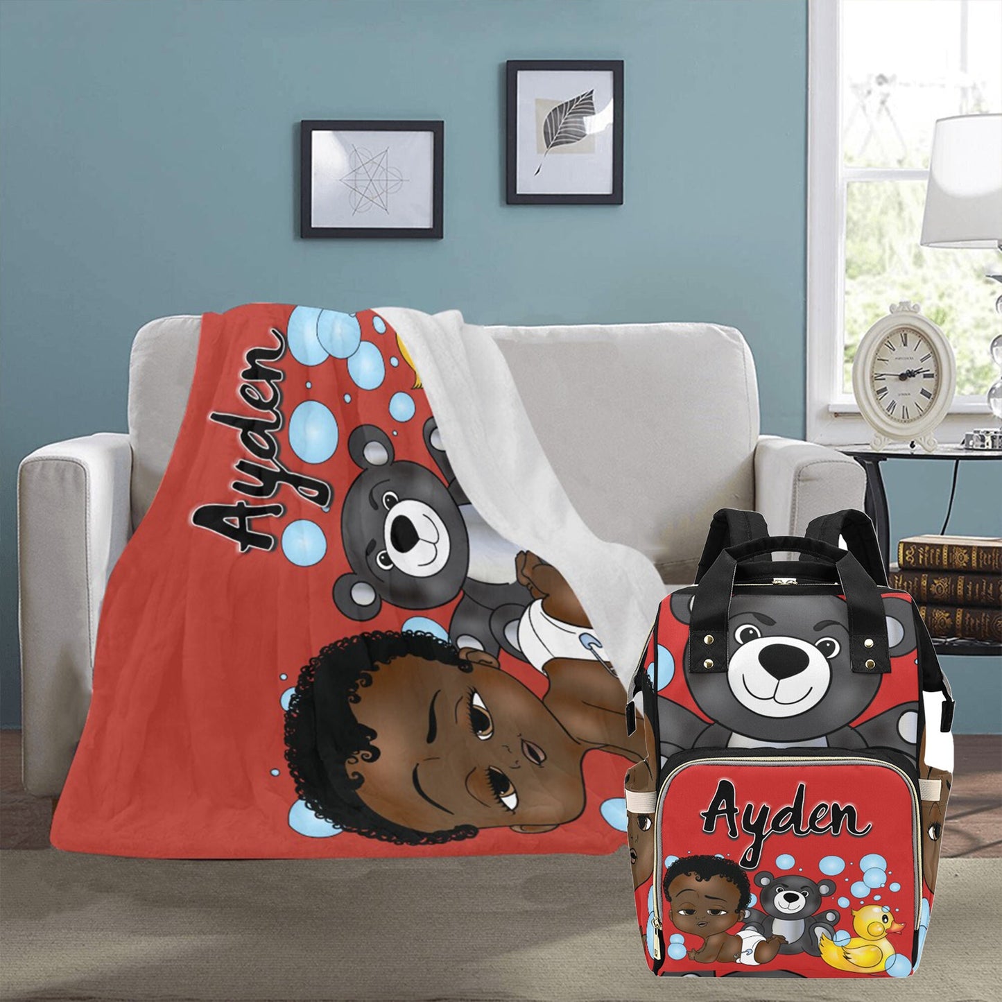 Personalized Baby Boyl Blanket/ fleece Blanket/ Custom Name Blanket/ Newborn Baby Boy/ Baby Shower Gift/ African American Baby Boy