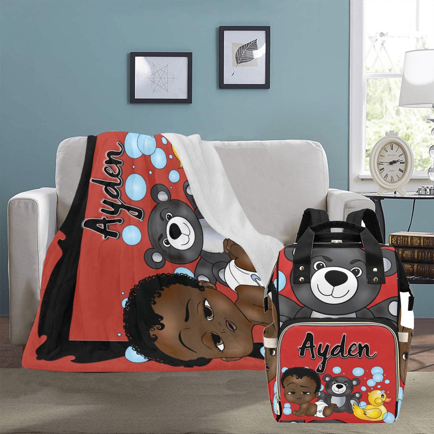 Personalized Baby Boyl Blanket/ fleece Blanket/ Custom Name Blanket/ Newborn Baby Boy/ Baby Shower Gift/ African American Baby Boy