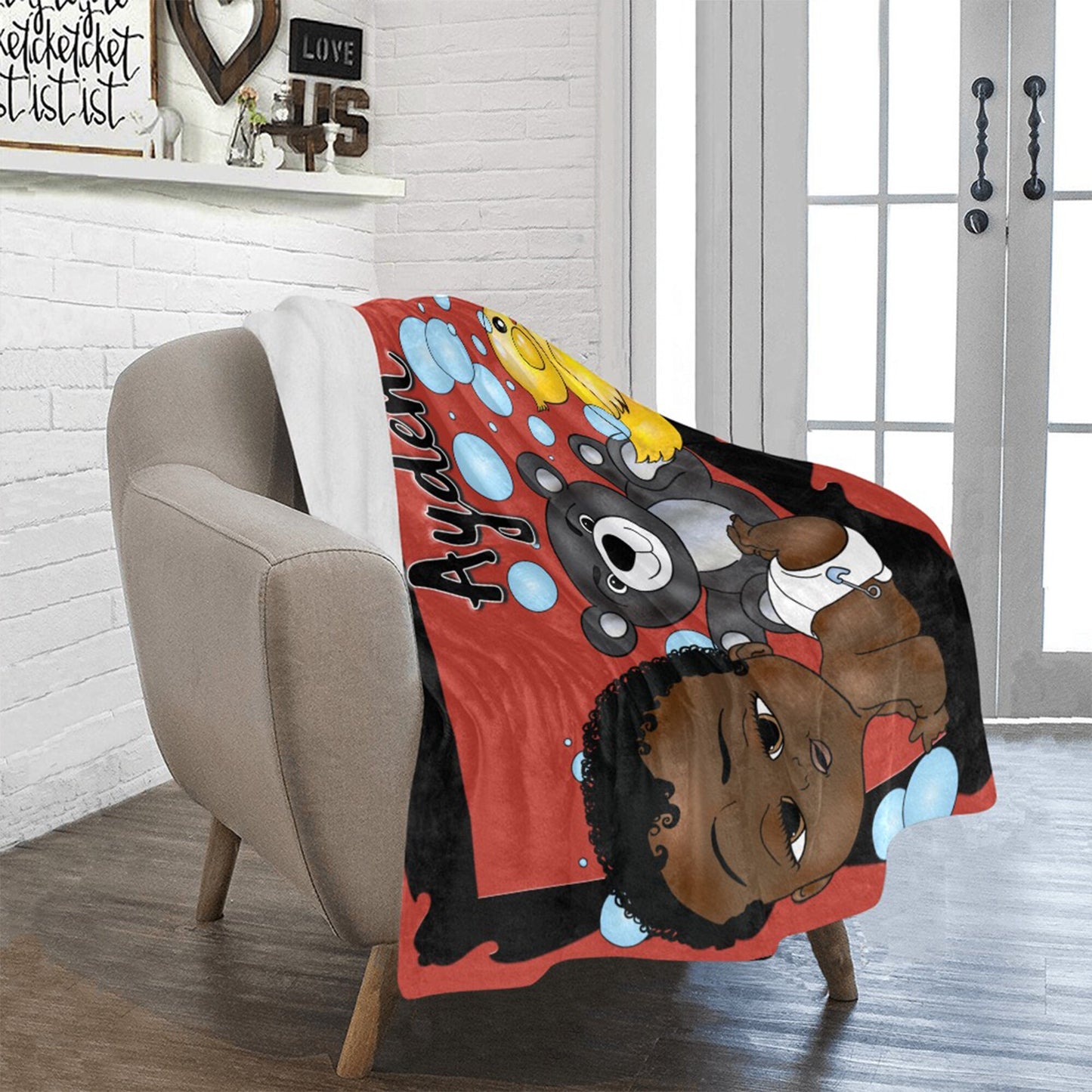 Personalized Baby Boyl Blanket/ fleece Blanket/ Custom Name Blanket/ Newborn Baby Boy/ Baby Shower Gift/ African American Baby Boy