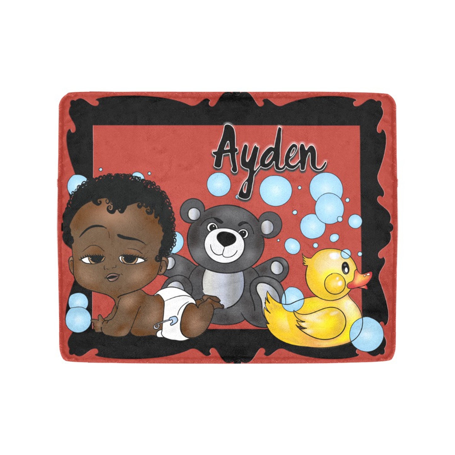 Personalized Baby Boyl Blanket/ fleece Blanket/ Custom Name Blanket/ Newborn Baby Boy/ Baby Shower Gift/ African American Baby Boy