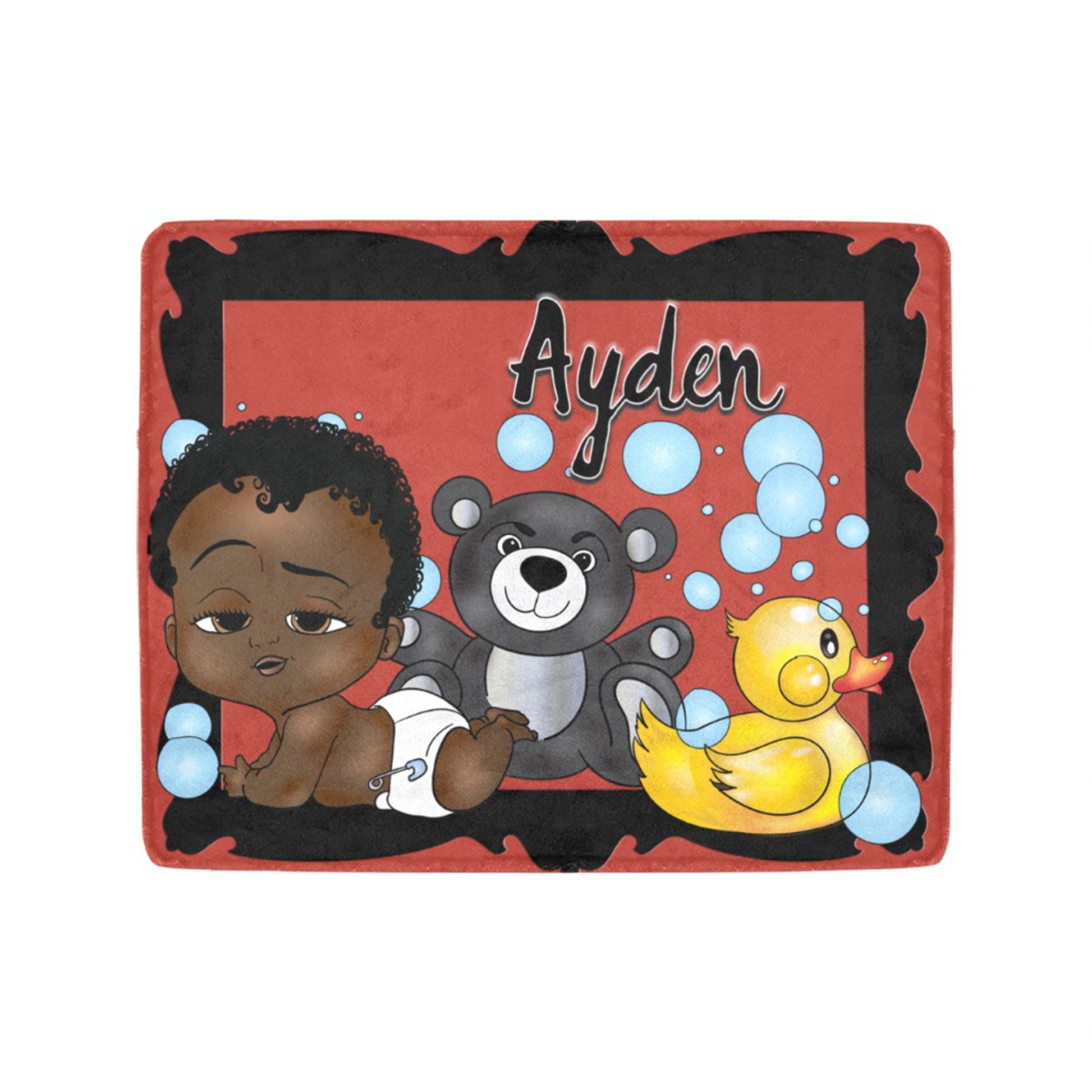 Personalized Baby Boyl Blanket/ fleece Blanket/ Custom Name Blanket/ Newborn Baby Boy/ Baby Shower Gift/ African American Baby Boy