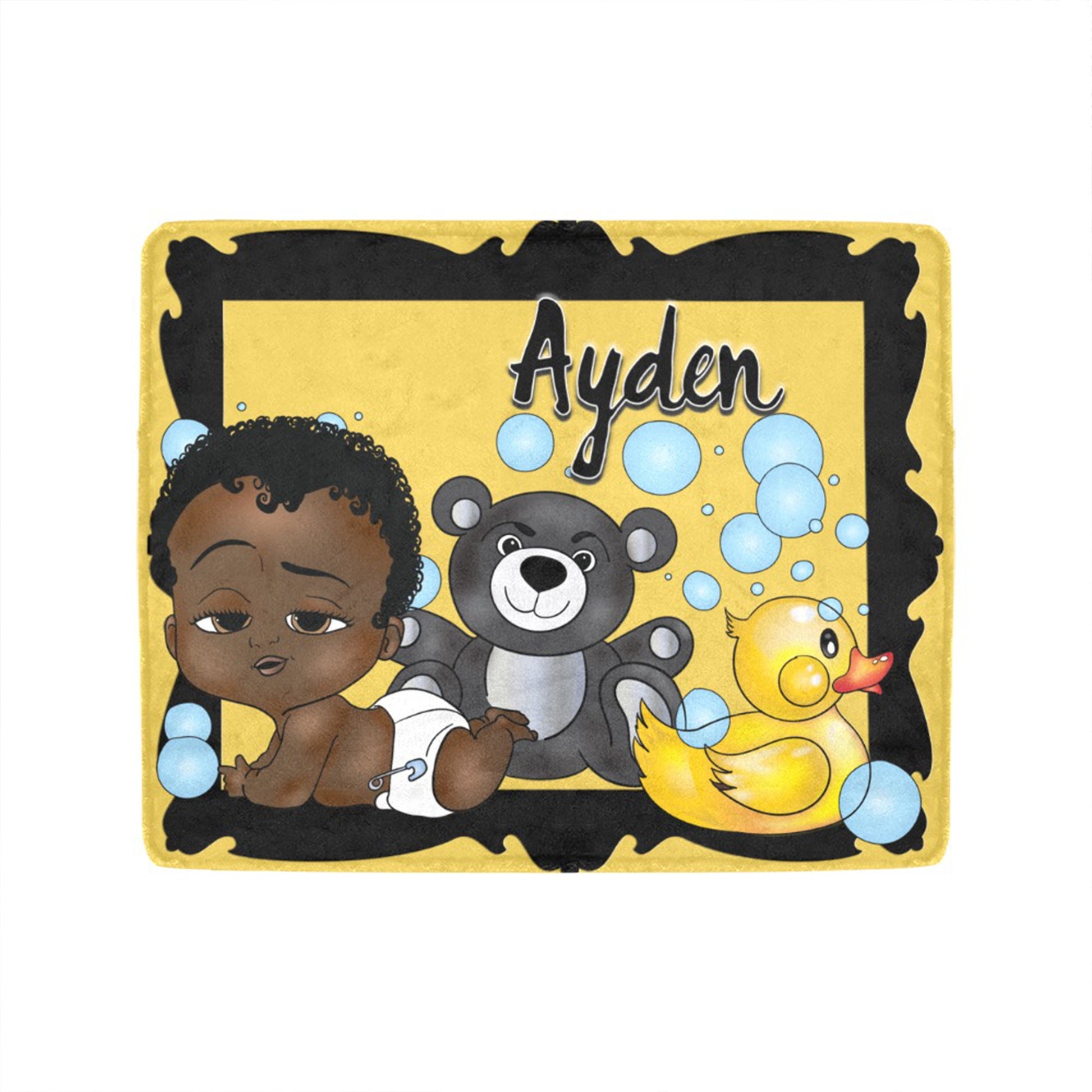 Personalized Baby Boyl Blanket/ fleece Blanket/ Custom Name Blanket/ Newborn Baby Boy/ Baby Shower Gift/ African American Baby Boy
