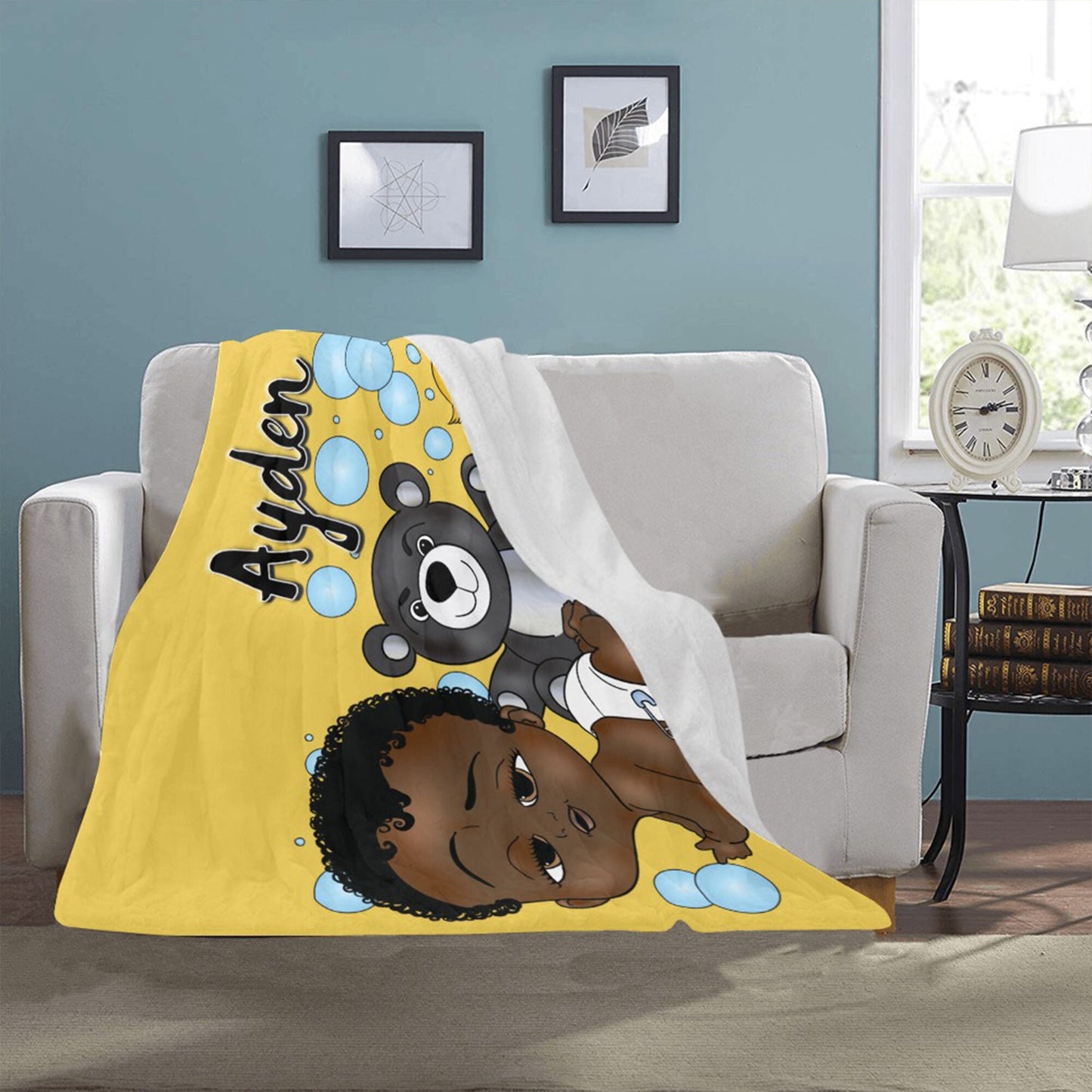Personalized Baby Boyl Blanket/ fleece Blanket/ Custom Name Blanket/ Newborn Baby Boy/ Baby Shower Gift/ African American Baby Boy