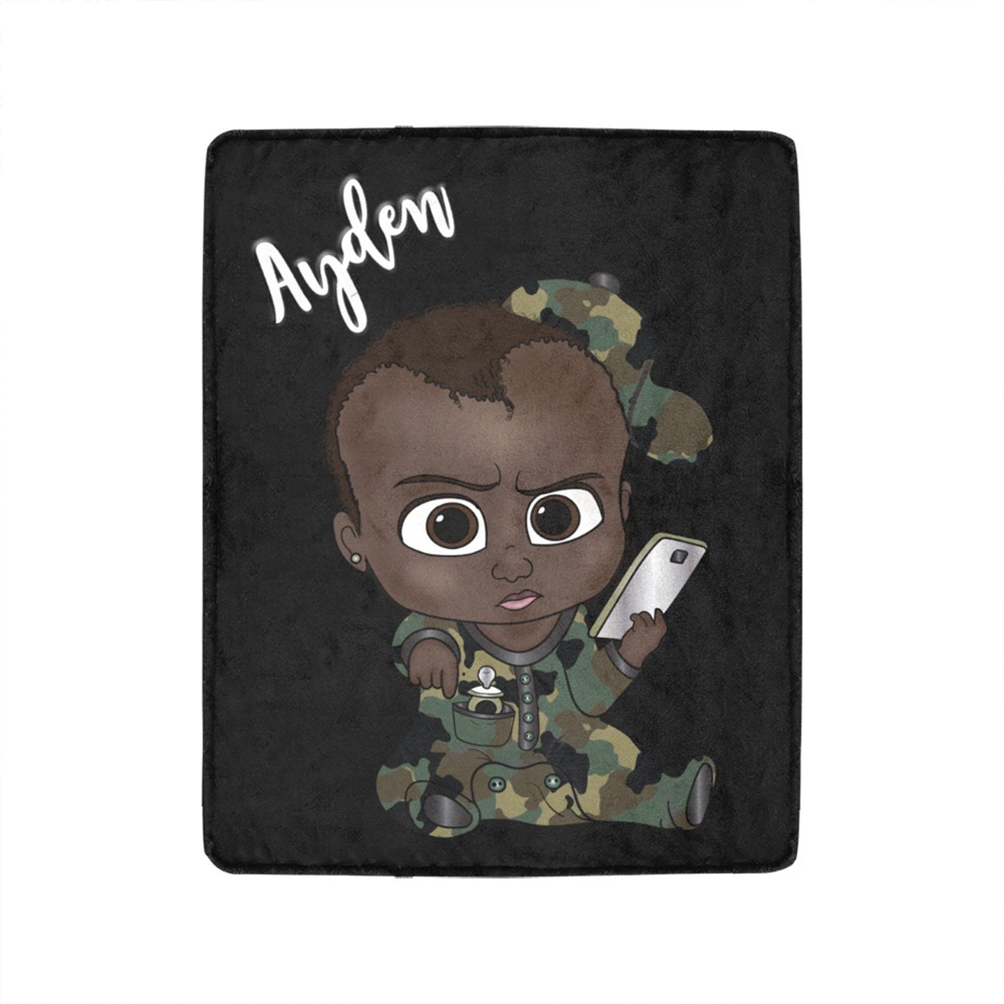 Personalized Baby Boyl Blanket/ fleece Blanket/ Custom Name Blanket/ Newborn Baby Boy/ Baby Shower Gift/ African American Baby Boy