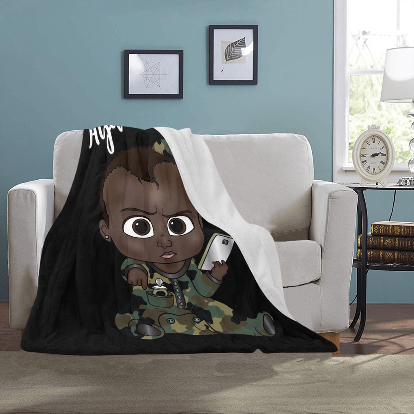 Personalized Baby Boyl Blanket/ fleece Blanket/ Custom Name Blanket/ Newborn Baby Boy/ Baby Shower Gift/ African American Baby Boy