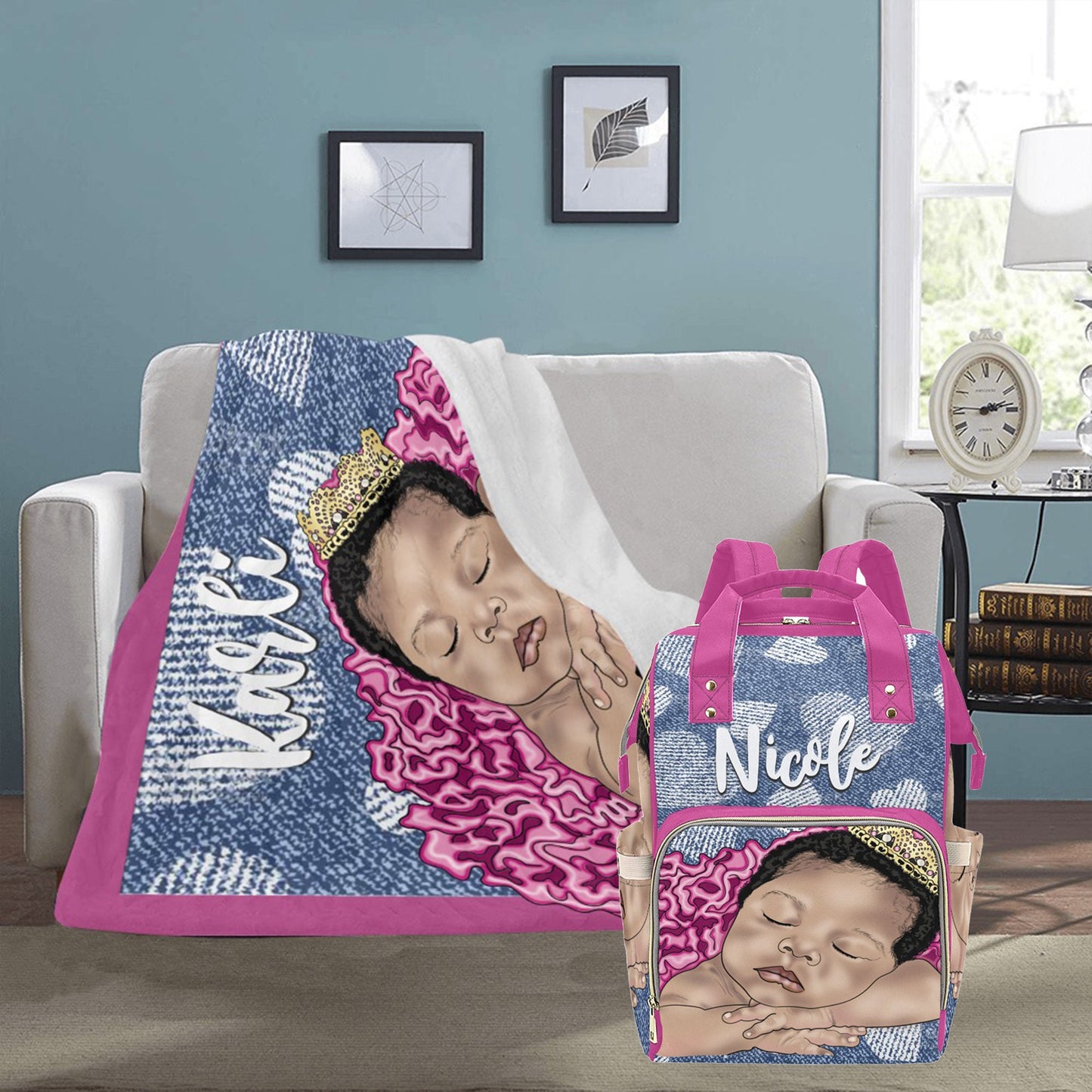 Personalized Baby Girl Blanket/Little Princess/ Custom Name Blanket/ Newborn Baby Girl/ Baby Shower Gift/ African American Baby Girl