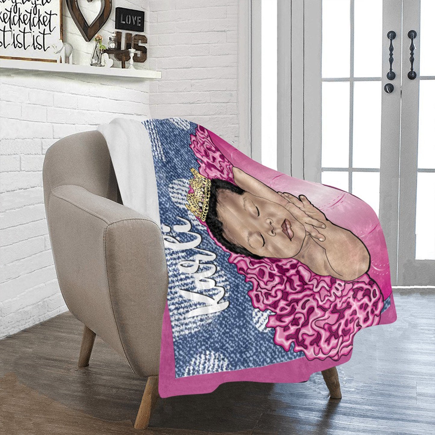 Personalized Baby Girl Blanket/Little Princess/ Custom Name Blanket/ Newborn Baby Girl/ Baby Shower Gift/ African American Baby Girl