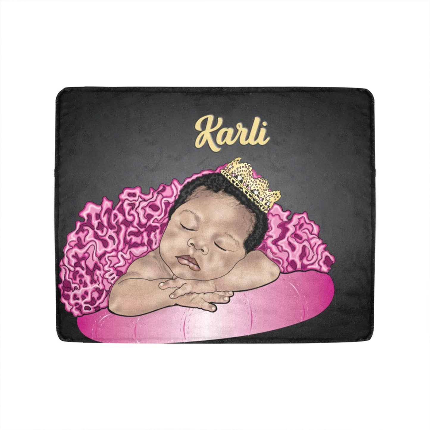 Personalized Baby Girl Blanket/Little Princess/ Custom Name Blanket/ Newborn Baby Girl/ Baby Shower Gift/ African American Baby Girl